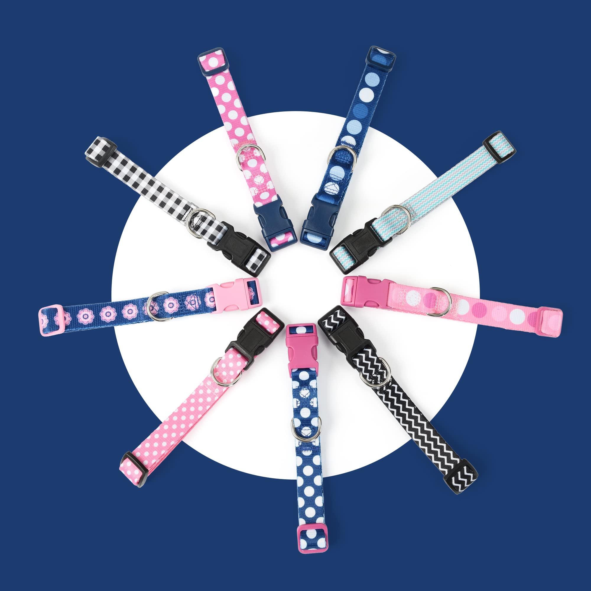 Mile High Life Dog Collar | Nylon Puppy Collars W Cute Patterns | Lightweight Girl Dog Collar | Boy Dog Collar For Small/Medium/Large Dogs (Blue Bone, Small)