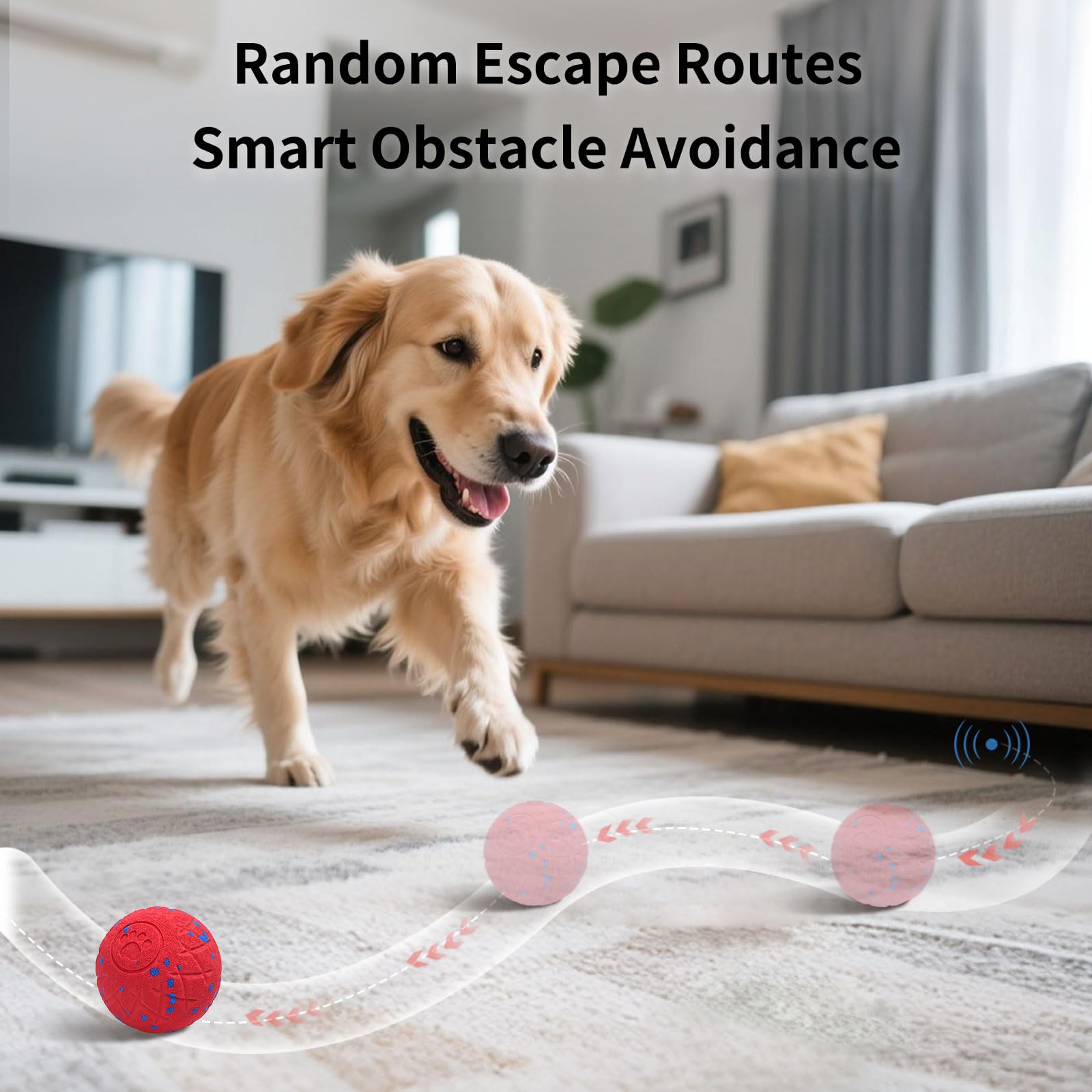 SCHITEC Interactive Dog Toys Ball Smart Automatic Bouncing Moving Rolling Vibrating Ball Motorized Pet Chase Toys for High Energ