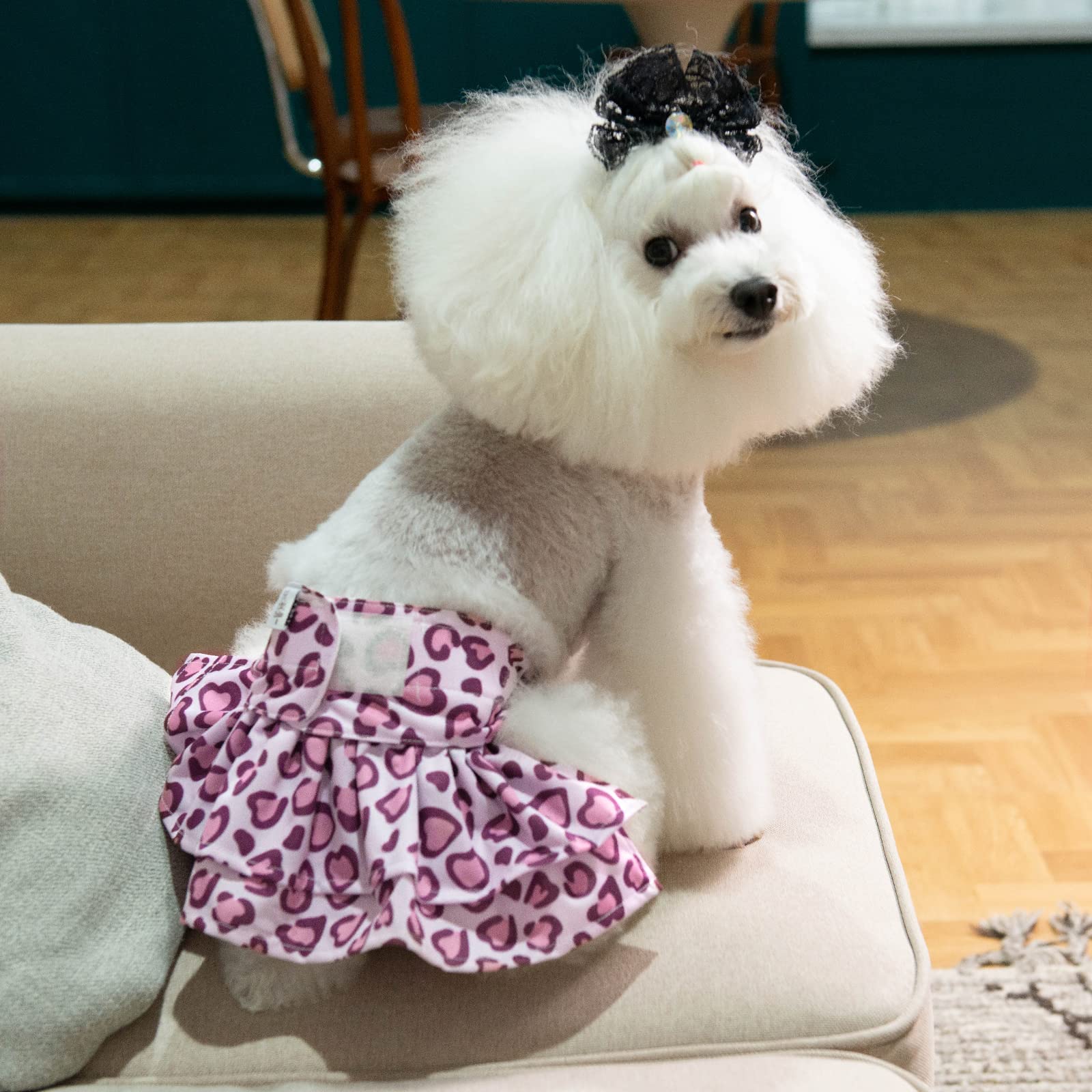 Cutebone Female Dog Diapers With Skirts 3 Pack Reusable Puppy Dresses Pants For Heat Cycle Period Qbd07L