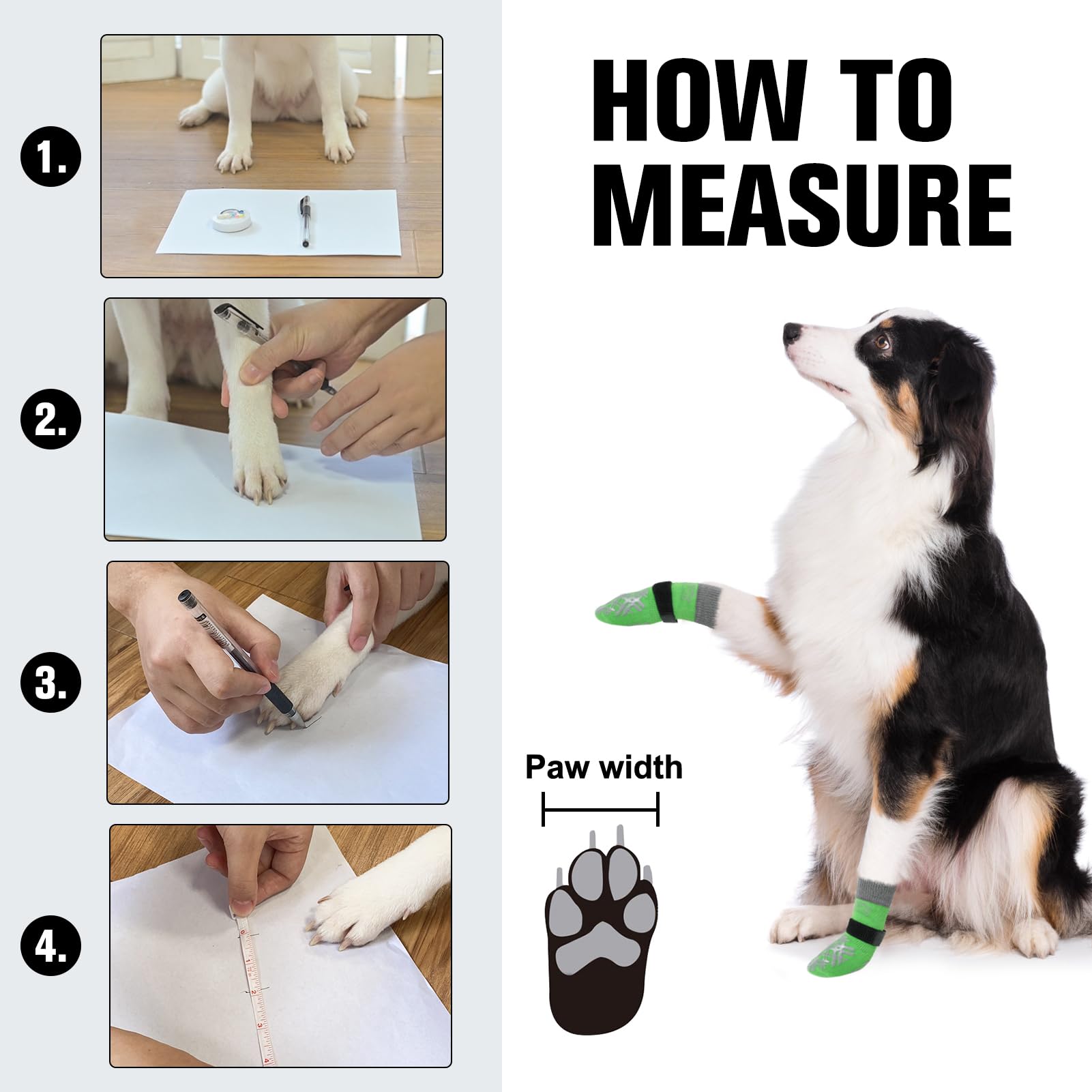 Beautyzoo Dog Socks For Hardwood Floors - Shoes For Small To Large Dogs - Double Side Grips, Traction Control, Anti Slip, Paw Pr