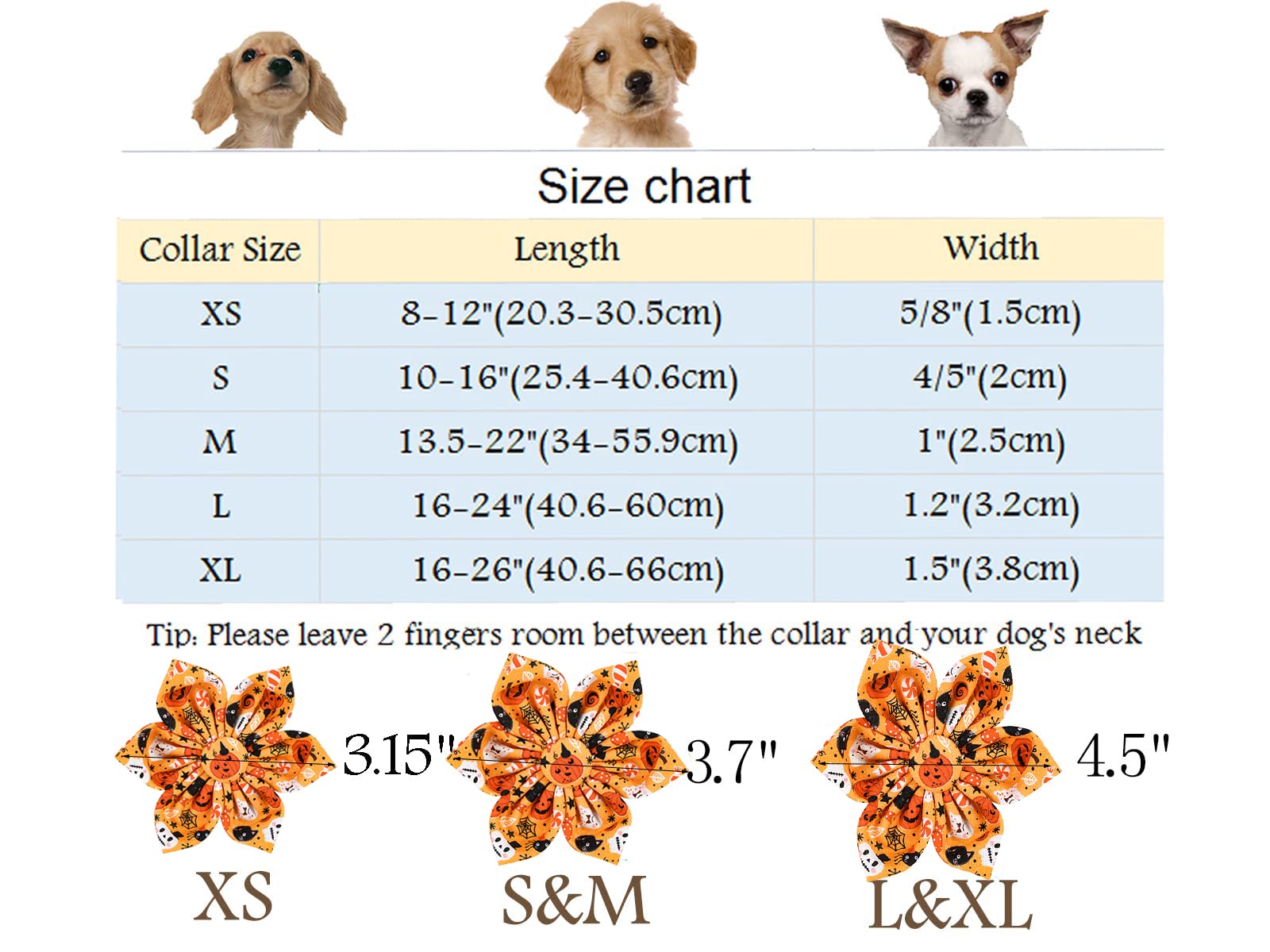 Aring Pet Dog Collar With Flower-Halloween Dog Collar Flower, Adorable Boy And Girl Ghost Pumpkin Dog Collars Gifts With Metal Buckle