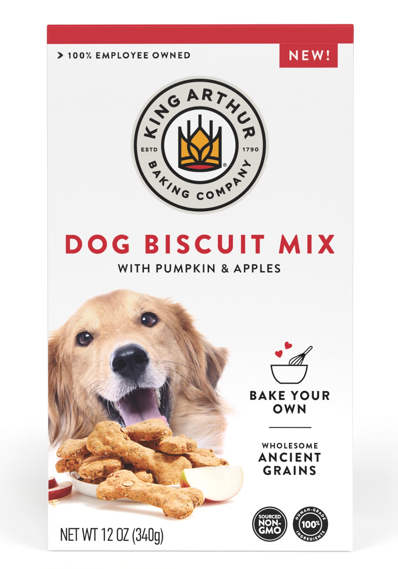 King Arthur Dog Biscuit Mix, Pumpkin & Apple, Homemade Dog Treats, 12oz