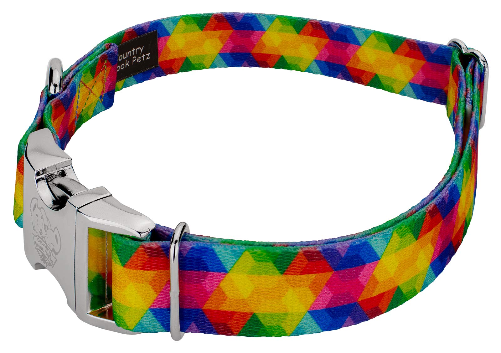 Country Brook Petz - Premium Kaleidoscope Dog Collar & Leash - Groovy Collection Featuring Far Out Designs (1 Inch, Extra Large)