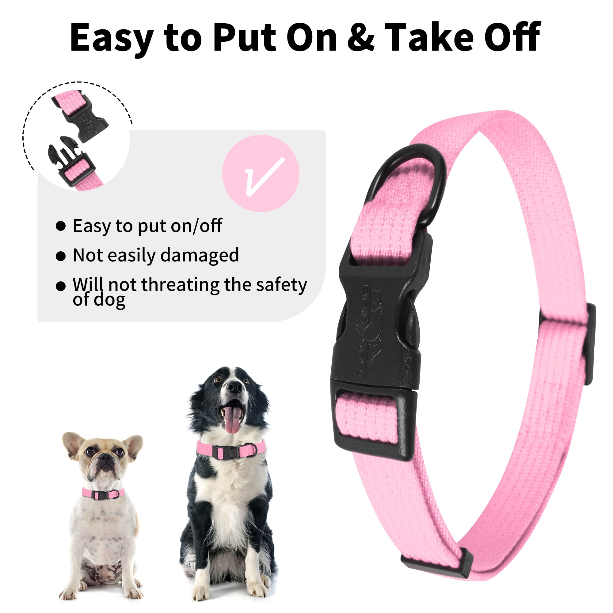 Lynxking Dog Collar Soft Padded Breathable Cotton Solid Color Strong Adjustable Pet Collar For Little Puppy Xs