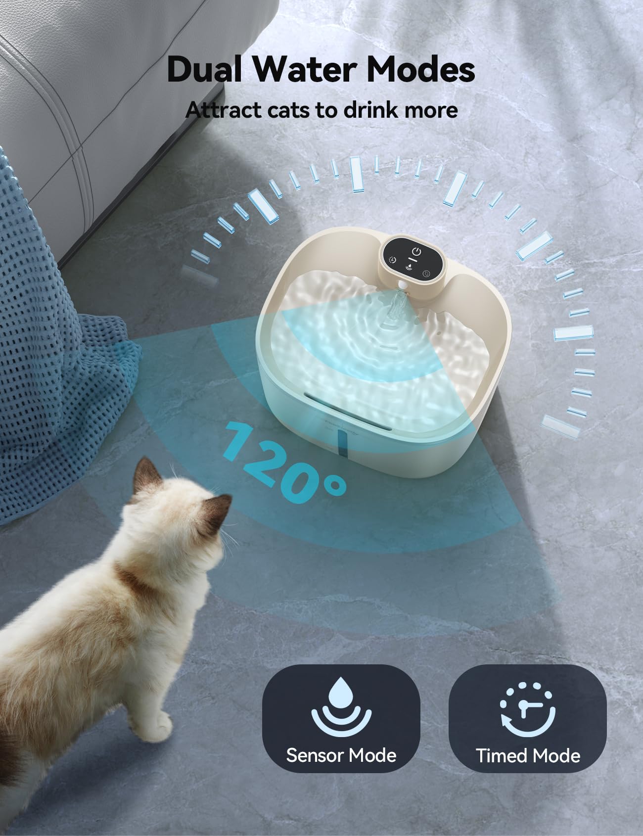 Pumpless Wireless Cat Water Fountain, Feelneedy 4L Battery Operated Pet Water Fountain For Cats Indoor, Motion Sensor Cat Drinki