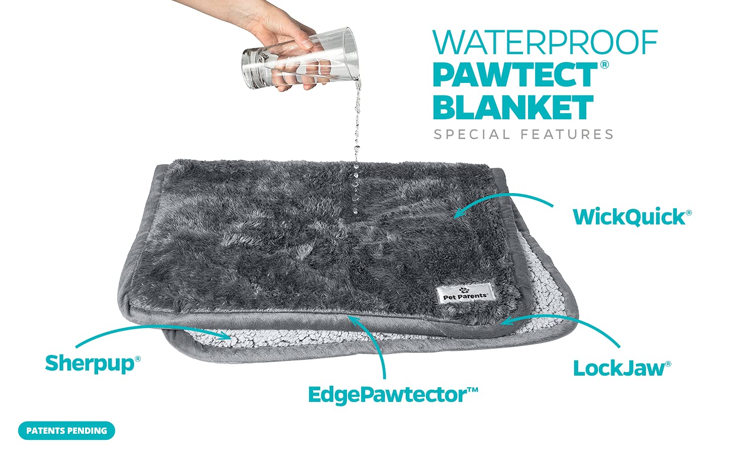 Pet Parents Pawtect Blanket, Premium Waterproof Cat & Dog Blanket With Wickquick & Sherpup Technology, Puppy Blanket, Waterproof Dog Blanket, Blankets For Dogs, Cat Blanket Slate 24X32