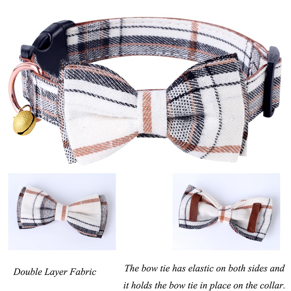 Yizepet Dog Collar With Bow Tie- Adjustable Pet Collar For Dogs With Metal Snap Fastener Collar, Stylish Pattern For Small Mediu