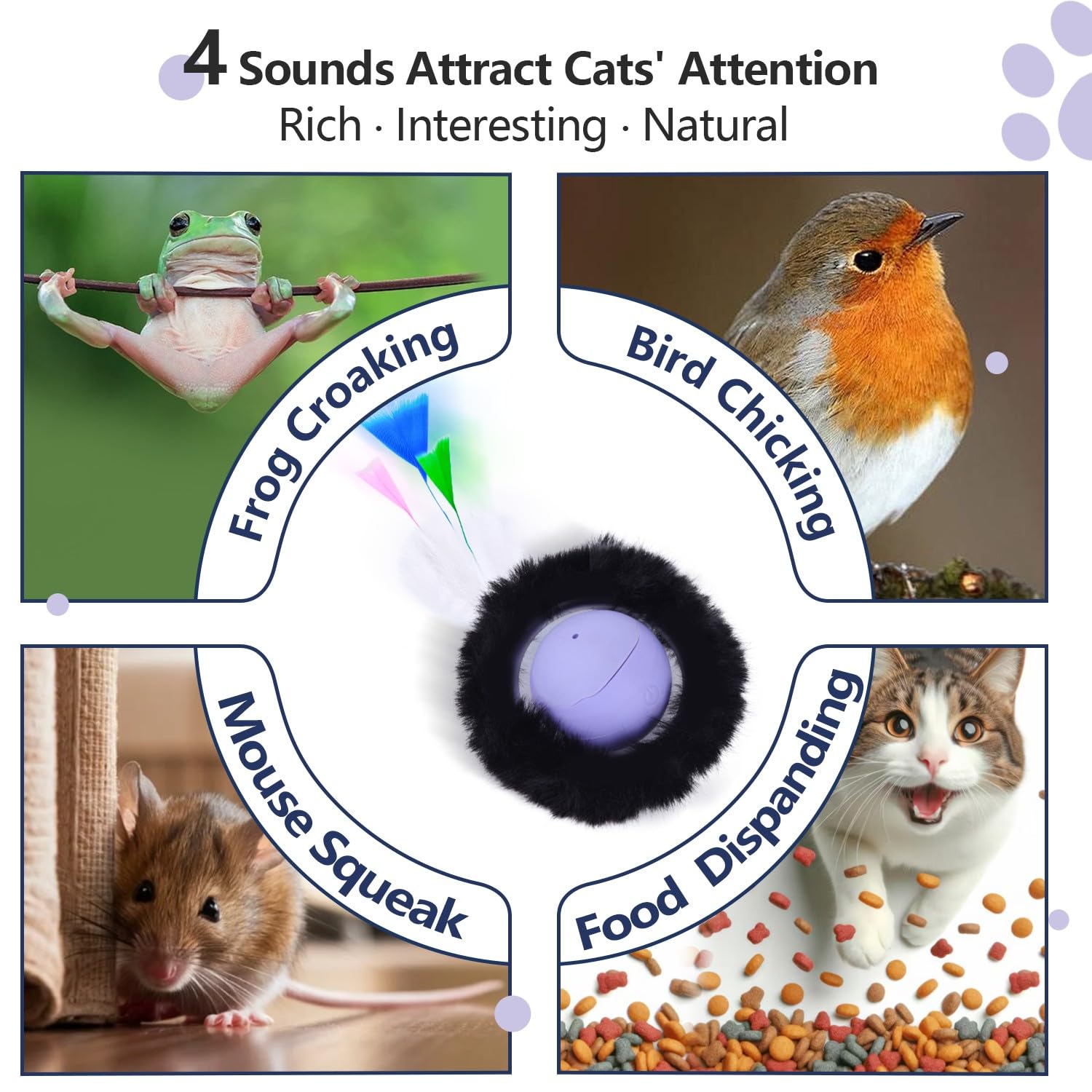 ORSDA Cat Toys, Interactive Activated Moving Ball in 7 Holes Mat, Automatic Fast Rolling Ball, Hide and Seek Toys for Indoor Cat