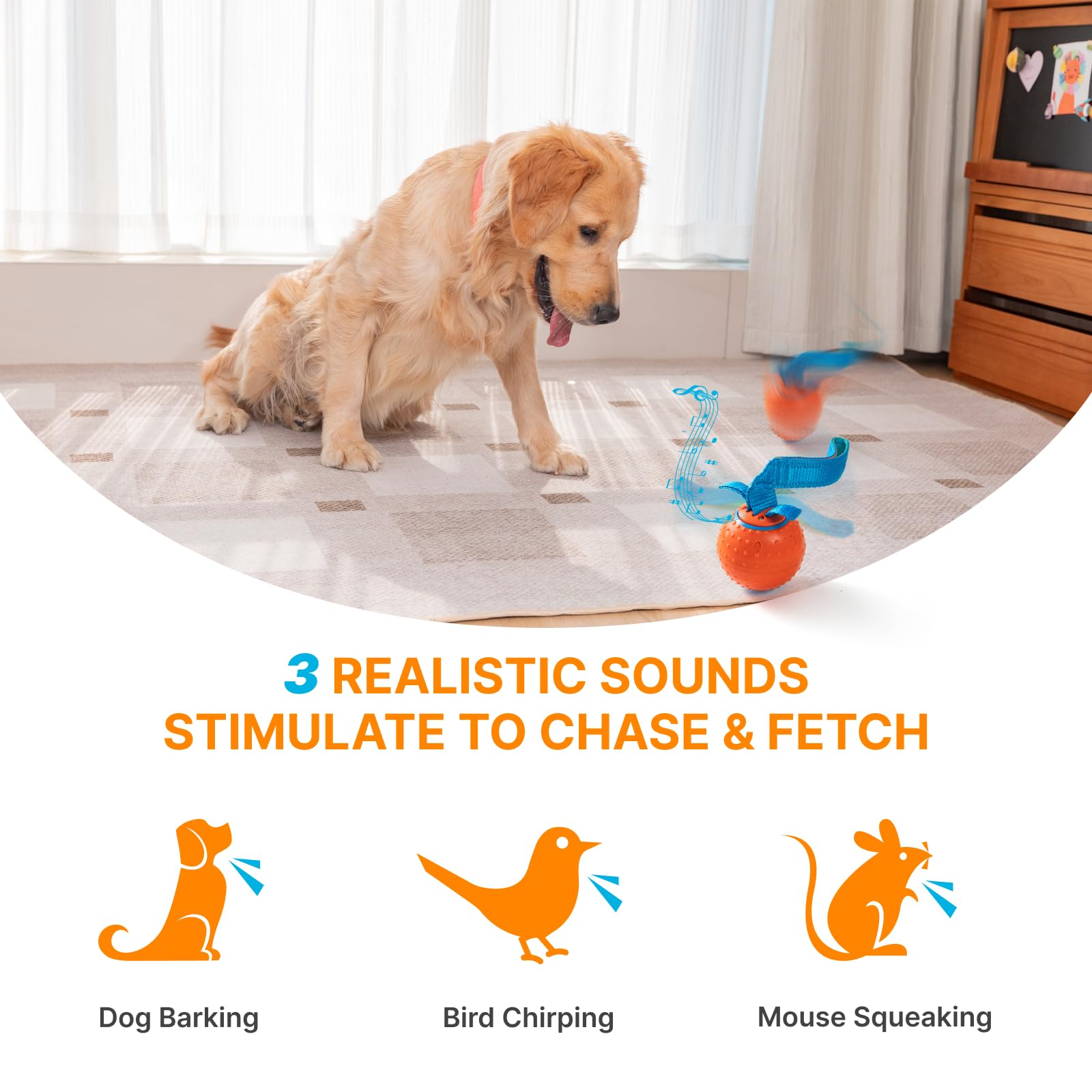 Interactive Dog Ball Toys Electric Automatic Moving Dog Toys To Keep Them Busy Rechargeable Smart Rolling Dog Squeaky Ball For L