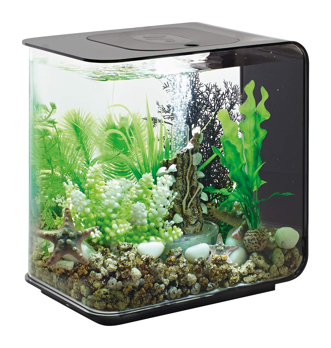 biOrb Flow 15 Acrylic 4-Gallon Aquarium with White LED Lights Modern Compact Tank for Tabletop or Desktop Display, Black