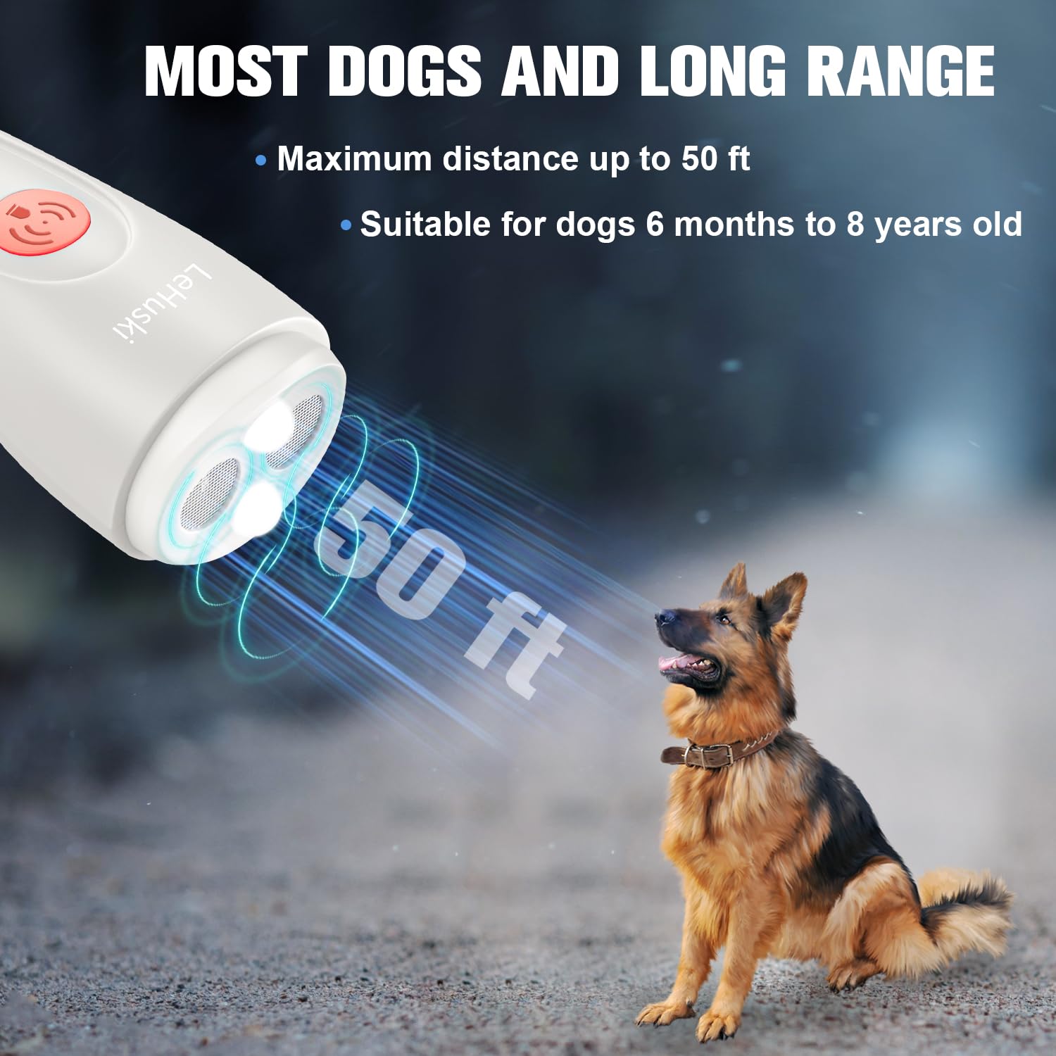 Lehuski Anti Barking Device Rechargeable Ultrasonic Dog Bark Deterrent Stops Bad Behavior Up To 50 Ft Effective Control Range Sa
