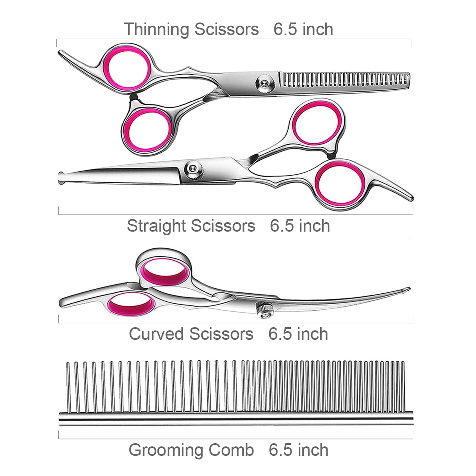 Tinmarda Dog Grooming Scissors Set With Safety Round Tips, Sharp And Durable Titanium Coated Professional Kit For Dogs And Cats