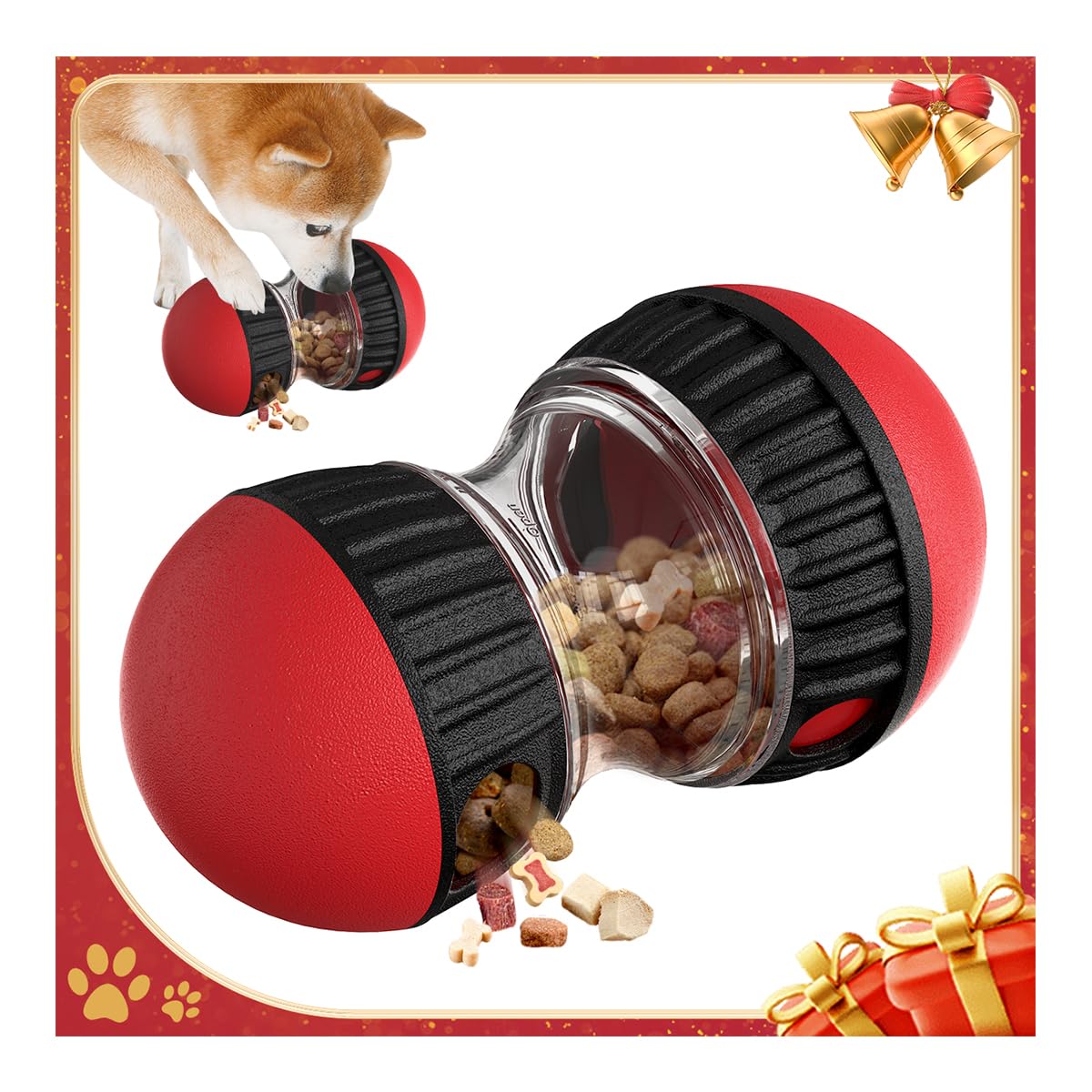 Mankoda Interactive Dog Puzzle Toys, Brain Stimulation Rolling Treat Dispenser Ball & Slow Feeder Combo for Dogs to Keep Them En