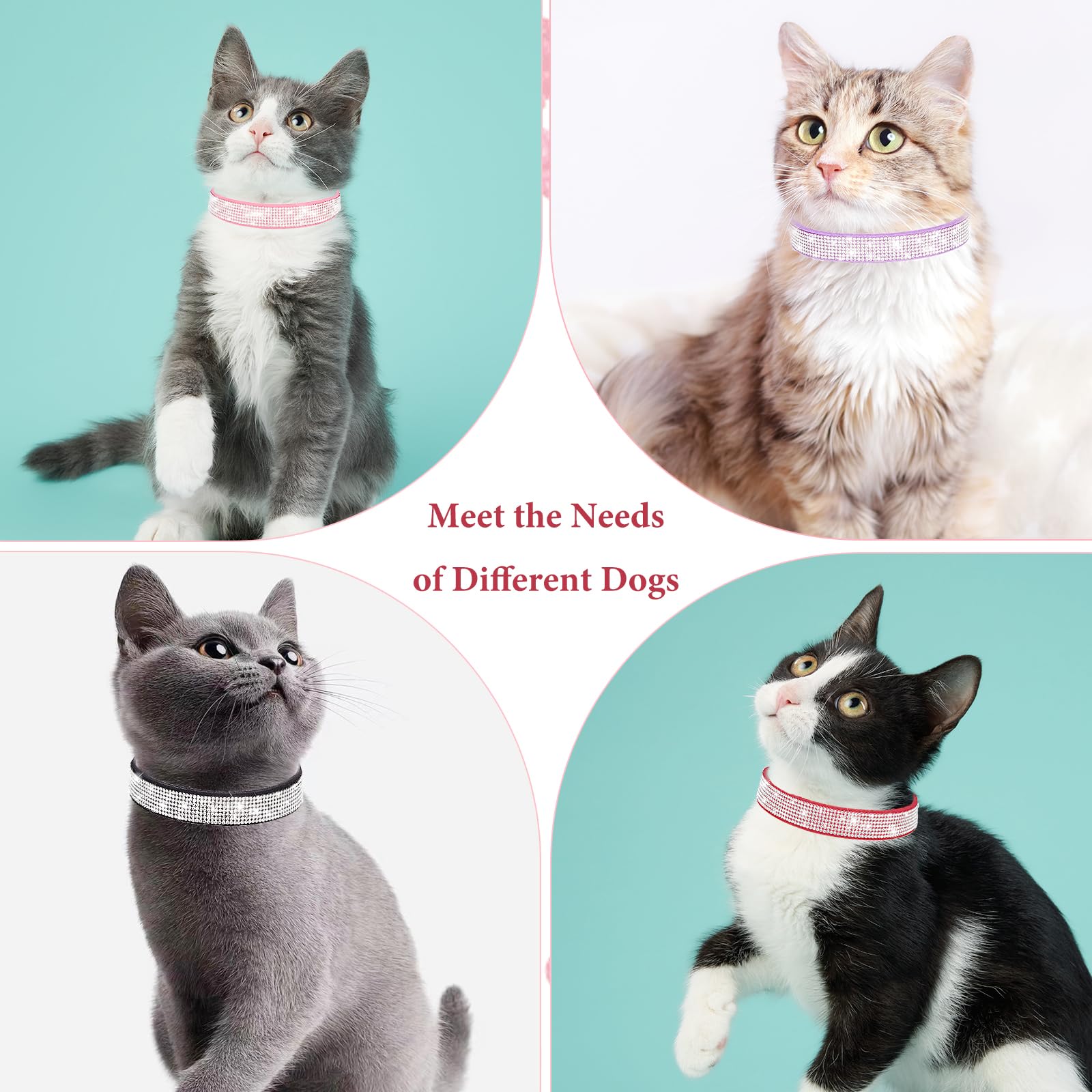 Sparkle Dog Collar Xs, 2-Pack Pink+Purple Bling Diamond Cat Collar Soft Suede Glitter Rhinestone Jewelry Crystal Female Puppy Co