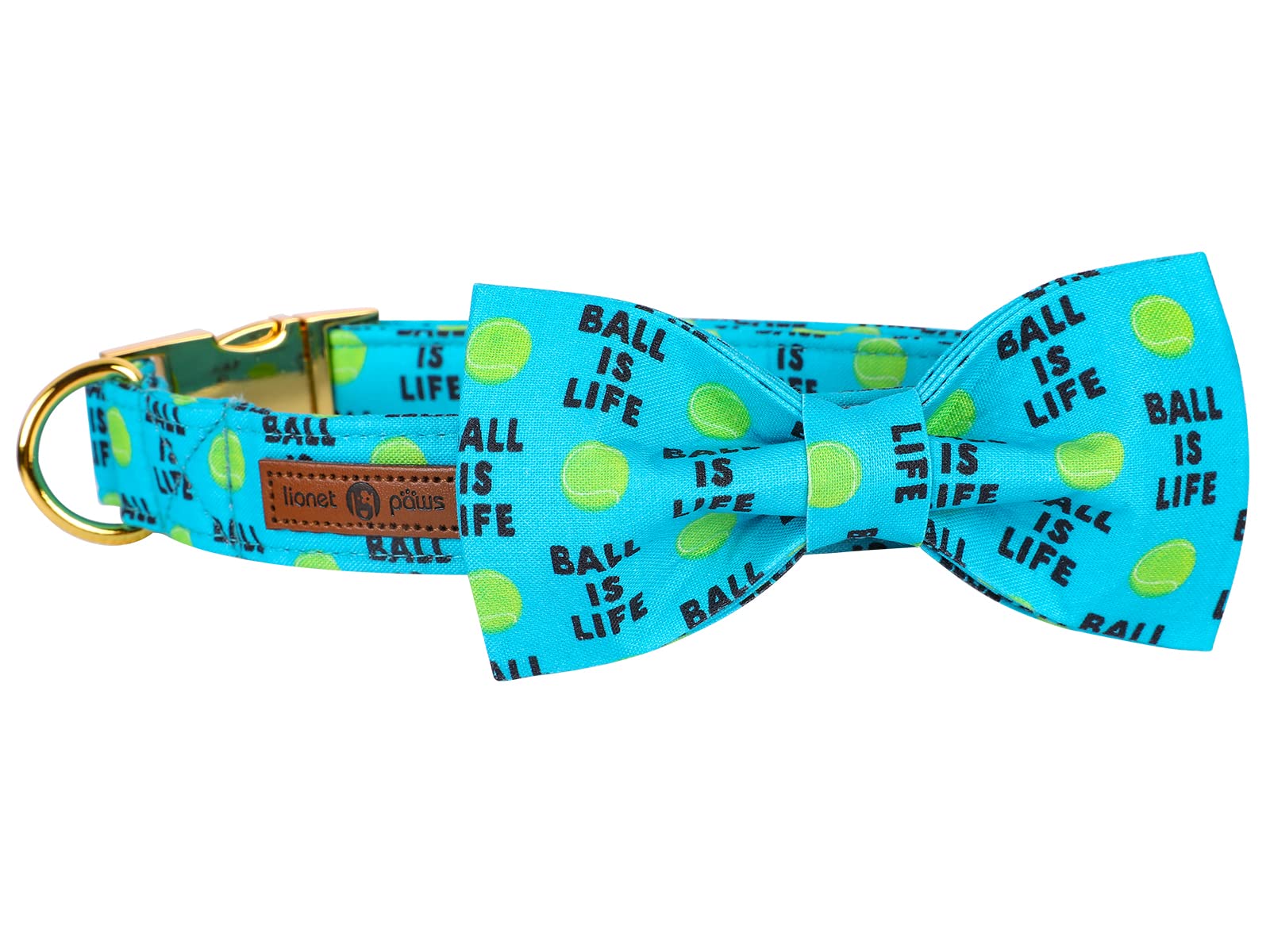 Lionet Paws Dog Collar With Bowtie - Cute Cotton Bowtie Dog Collar With Metal Buckle For Small Dog Girl Boy Gift, S, Neck 10-16In