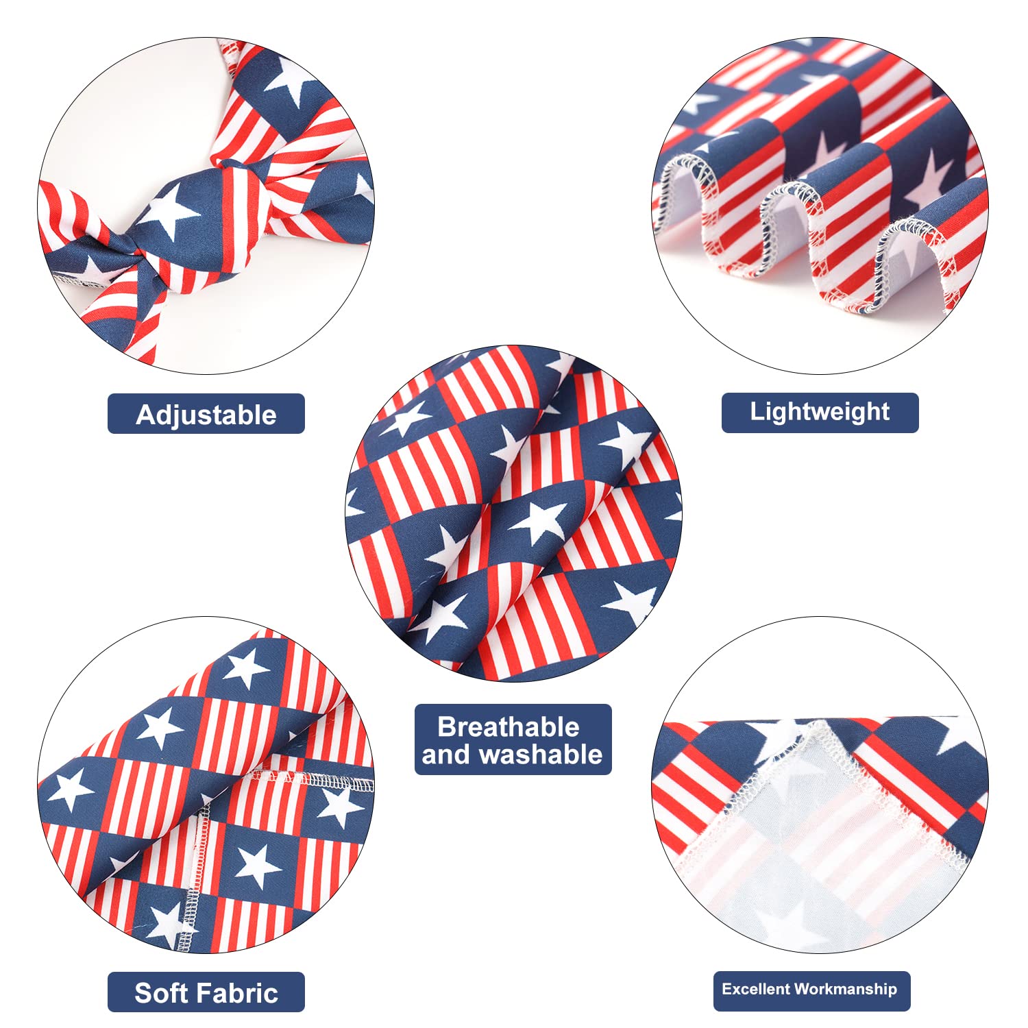 E-Clover 4Th Of July Dog Bandanas & Matching Scrunchie Set American Flag Dog Scarf Washable Patriotic Pet Bandana Kerchief Bibs