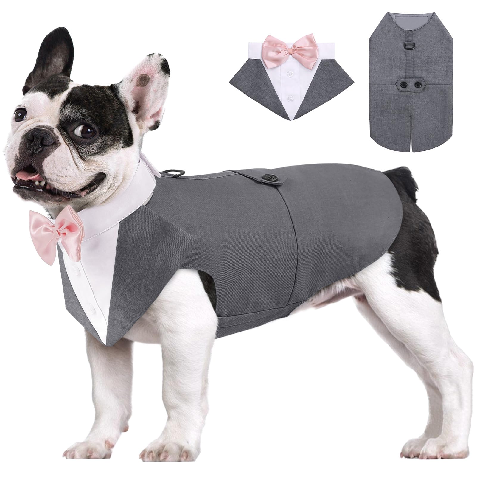 Aofitee Dog Tuxedo Formal Dog Suit And Bandana Set, Gentle Dogs Wedding Party Suit Bow Tie Shirt, Tuxedo For Small Dogs Costume 