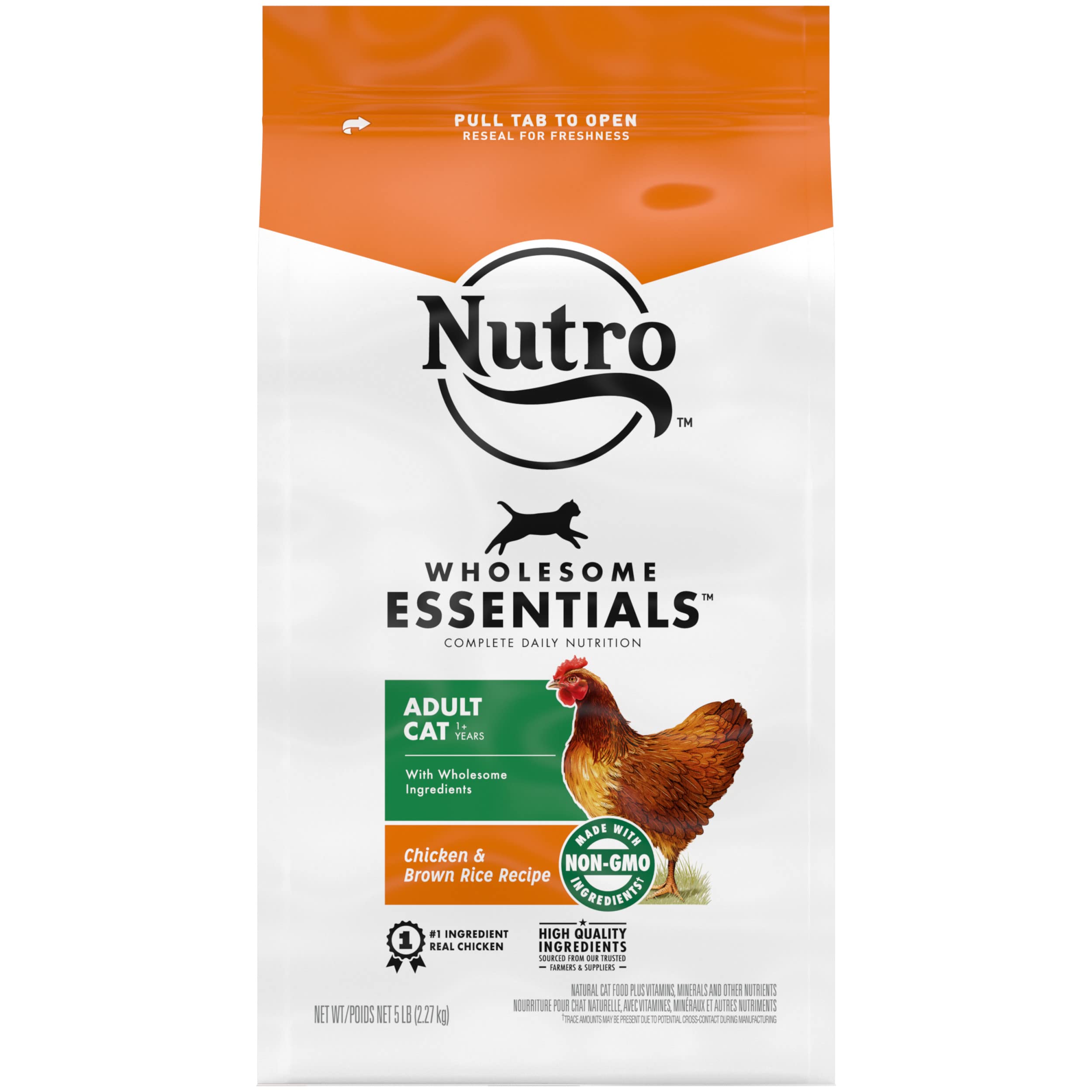Nutro Wholesome Essentials Adult Dry Cat Food, Chicken & Brown Rice Recipe, 5 lb. Bag