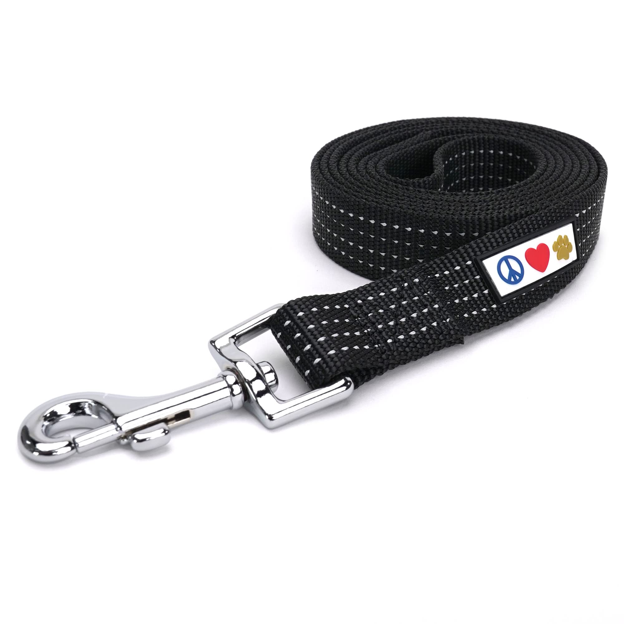 Pawtitas Pet / Puppy 6 - feet Reflective Dog Leash Extra Small / Small 5/8 inch Black Matching Collar and Harness sold separatel