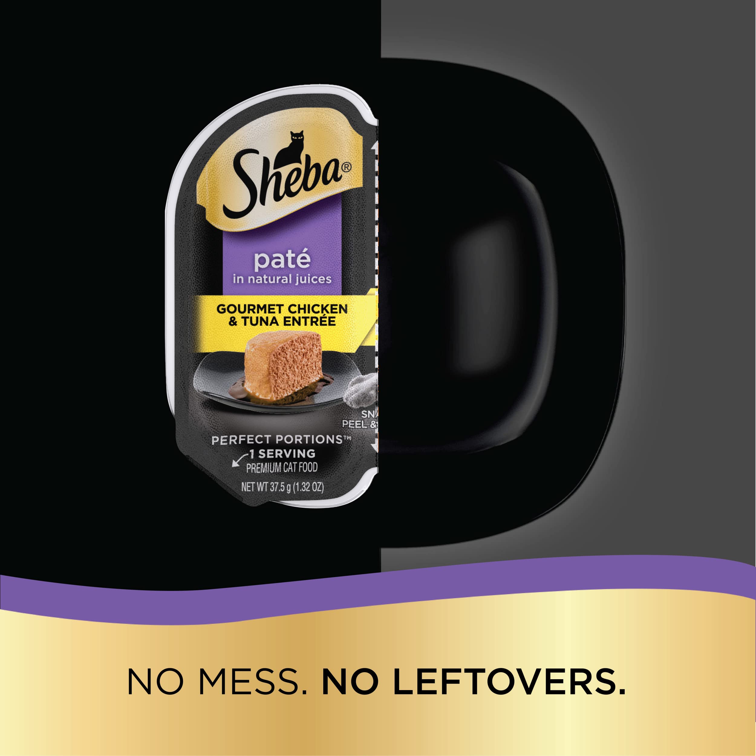 Sheba Perfect Portions Pat   Wet Cat Food Trays (24 Count, 48 Servings), Gourmet Chicken and Tuna Entr  e, Easy Peel Twin-Pack T