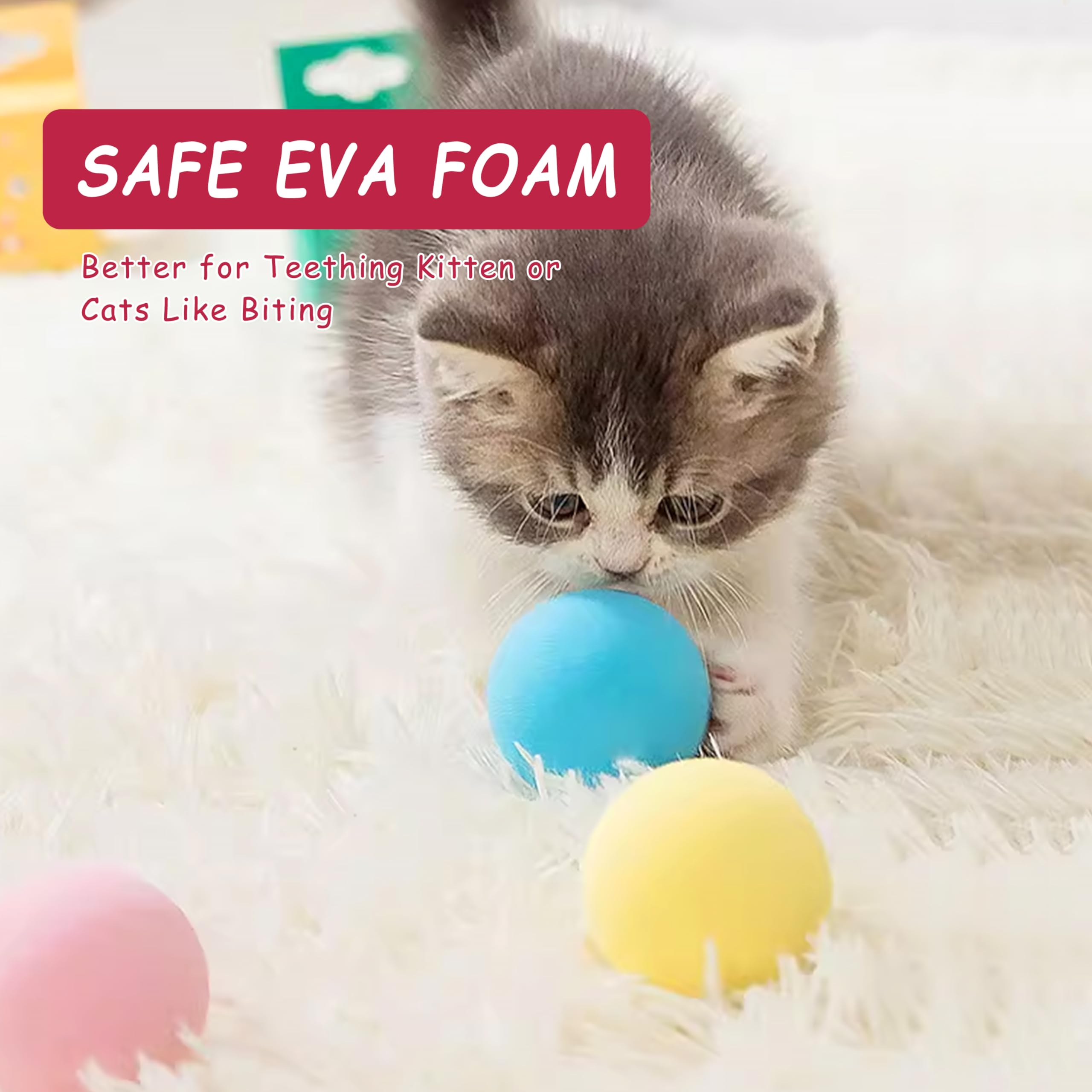 Zalbyuy Cat Toy Balls With Sound, Chirping Cat Toys With Catnip, 3 Pcs Eva Rolling Toy Balls, Interactive Kitten Toys For Indoor