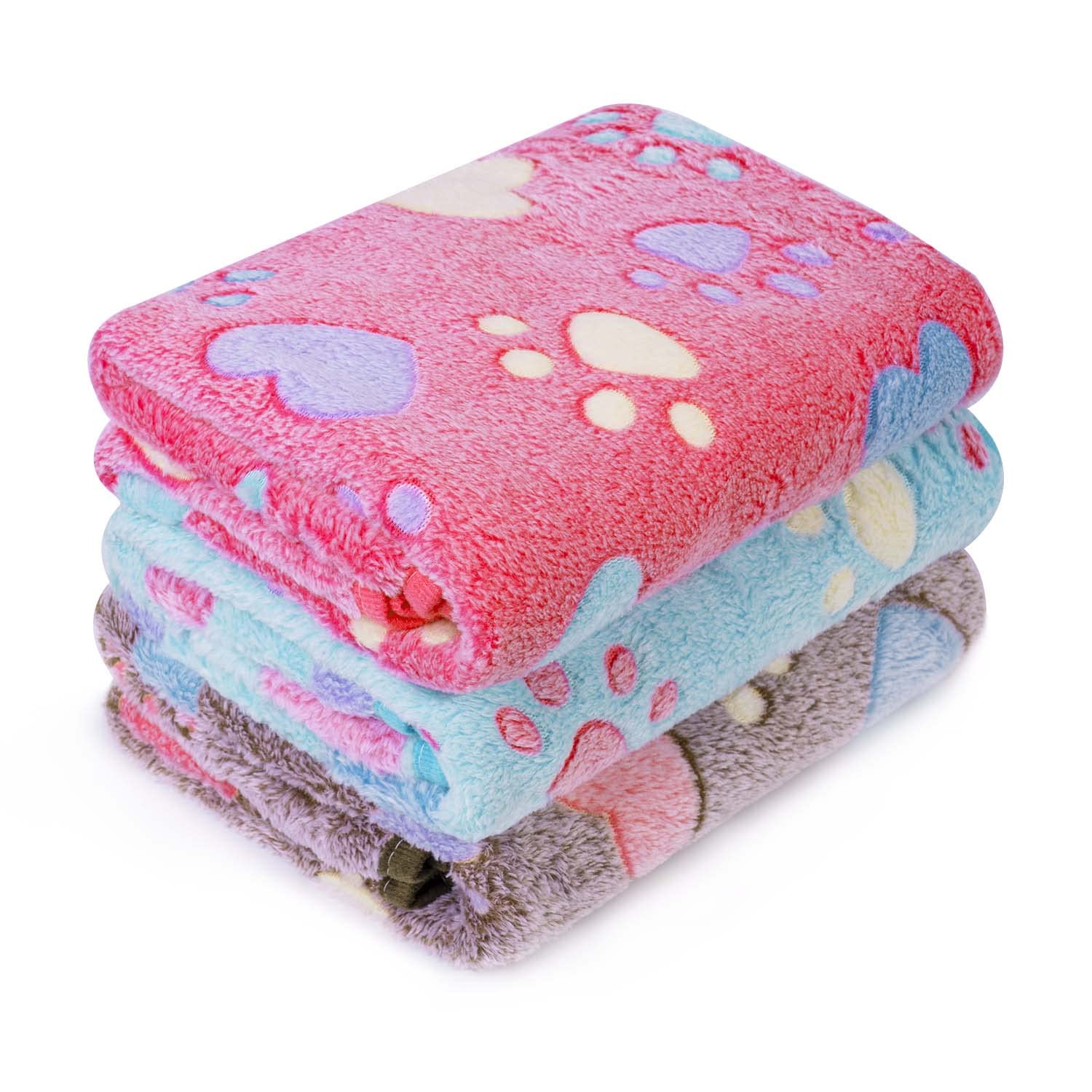 Leapsheep Pet Blankets For Dogs Cats - 3Pack Heart Pattern Super Soft Fluffy Dog Blankets For Small Medium Large Doggy Kitten(Heart, Large)