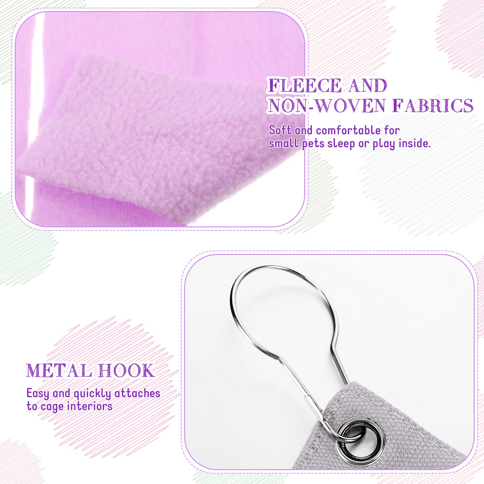 Shappy 2 Pcs Guinea Pig Hideout Hideaway Corner Fleece Toys Cage Accessories Cute Ferret Hammock for Ferrets Chinchillas Hedgeho