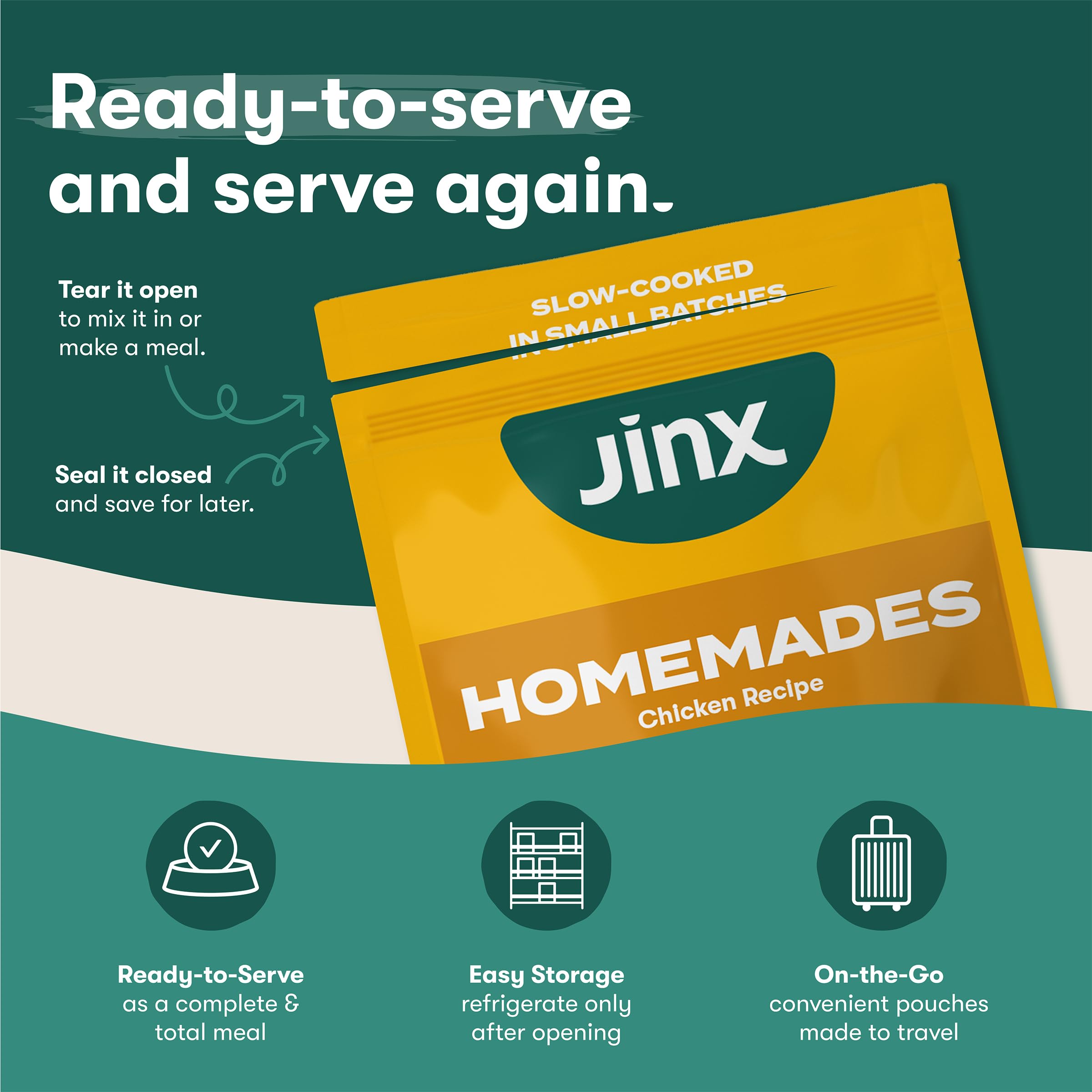 Jinx Chicken Dog Wet Food, Meal or Mix in Dog Toppers for Dry Food, Made with Real Chicken, Bone Broth & Brown Rice, No Fillers,