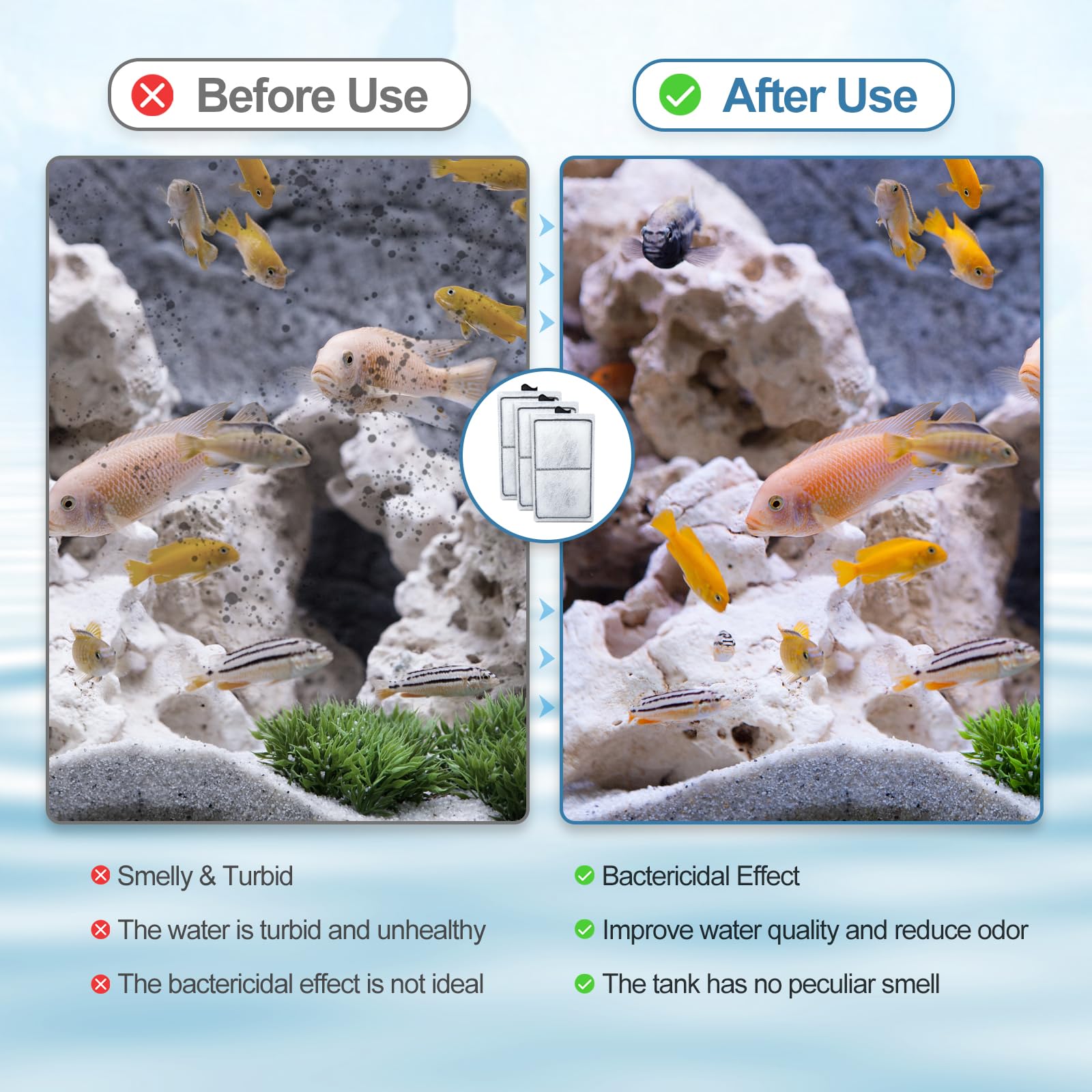 Zuqqony 8 Pack Pf-S Filter Cartridges For Silenstream Pf10 Power Filters, Remplacement Aquarium Carbon Cartridge With Zeolite