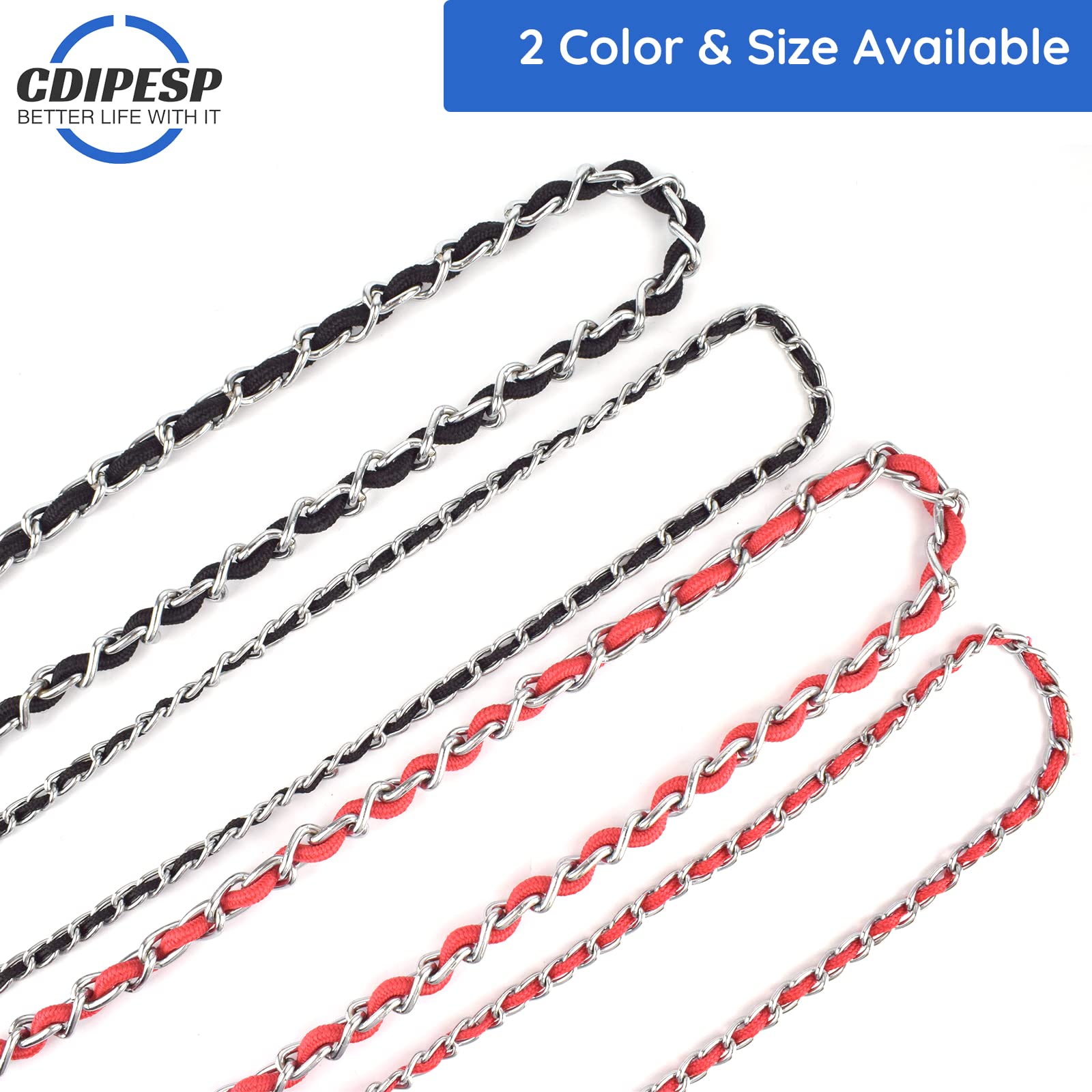 Chew Proof Chain Dog Leash 5.5Ft Heavy Duty Dog Leashes Metal Pet Chain Lead With Soft Rope Handle For Medium Large Dogs