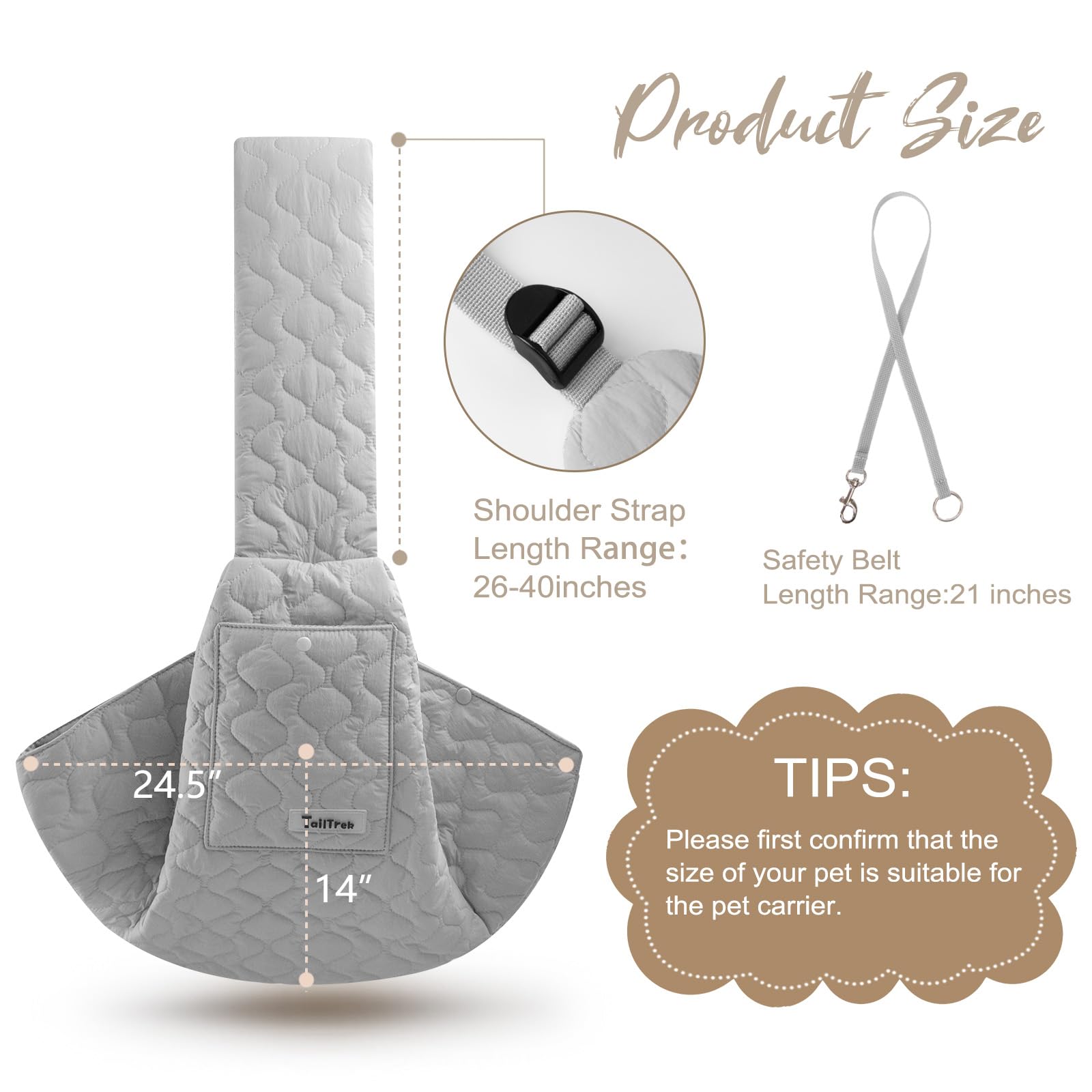 Jourcraf Dog Sling For Small Dogs, Hands Free Dog Sling Carrier, Padded Adjustable Pet Soft Carrier With Adjustable Shoulder Str