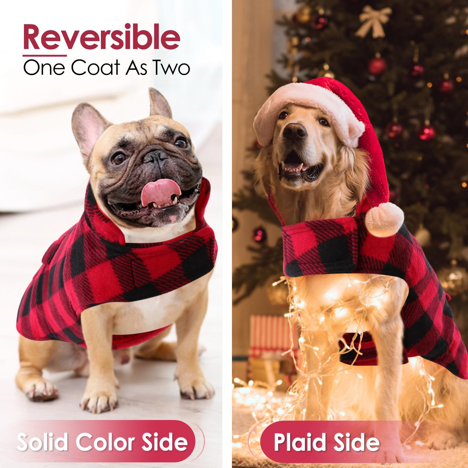 Aofitee Dog Jacket Plaid Dog Winter Coat, Warm Dog Puffer Jacket, Large Dog Sweater, Reversible Dog Cold Weather Coat For Large Dogs, Waterproof Dog Winter Jacket For Small Medium Large Dogs, Xxxl