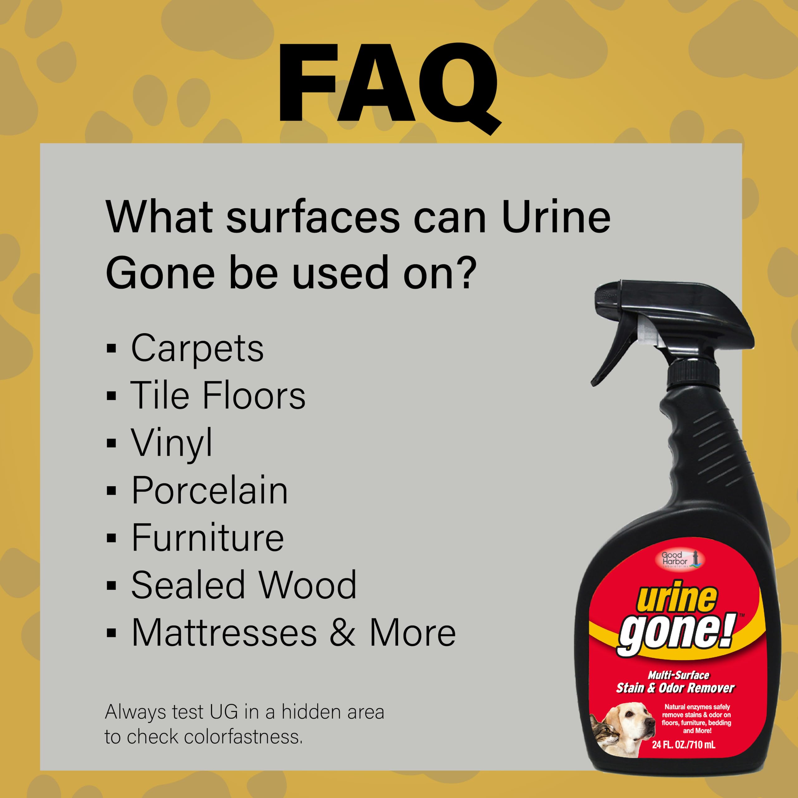 Urine Gone Stain & Odor Eliminator: Professional Strength Fast Acting, Enzyme Based Home Cleaning Solution for Carpet, Stain Rem