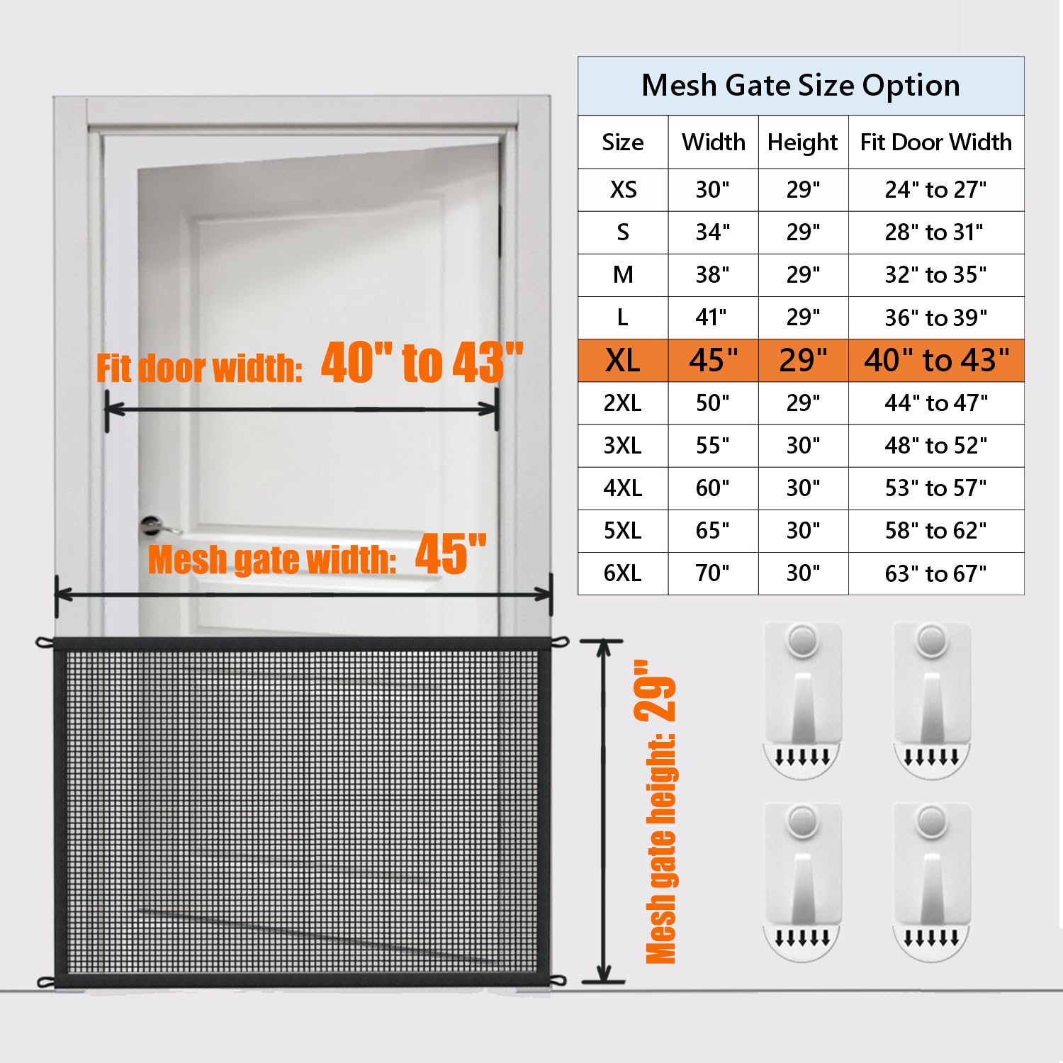 Dog Gate For Stairs Pet Gates For The House: Dogs Screen Mesh Gate For Doorways Stairways Indoor Safety 29 Inch Tall, 45 Inch Wide