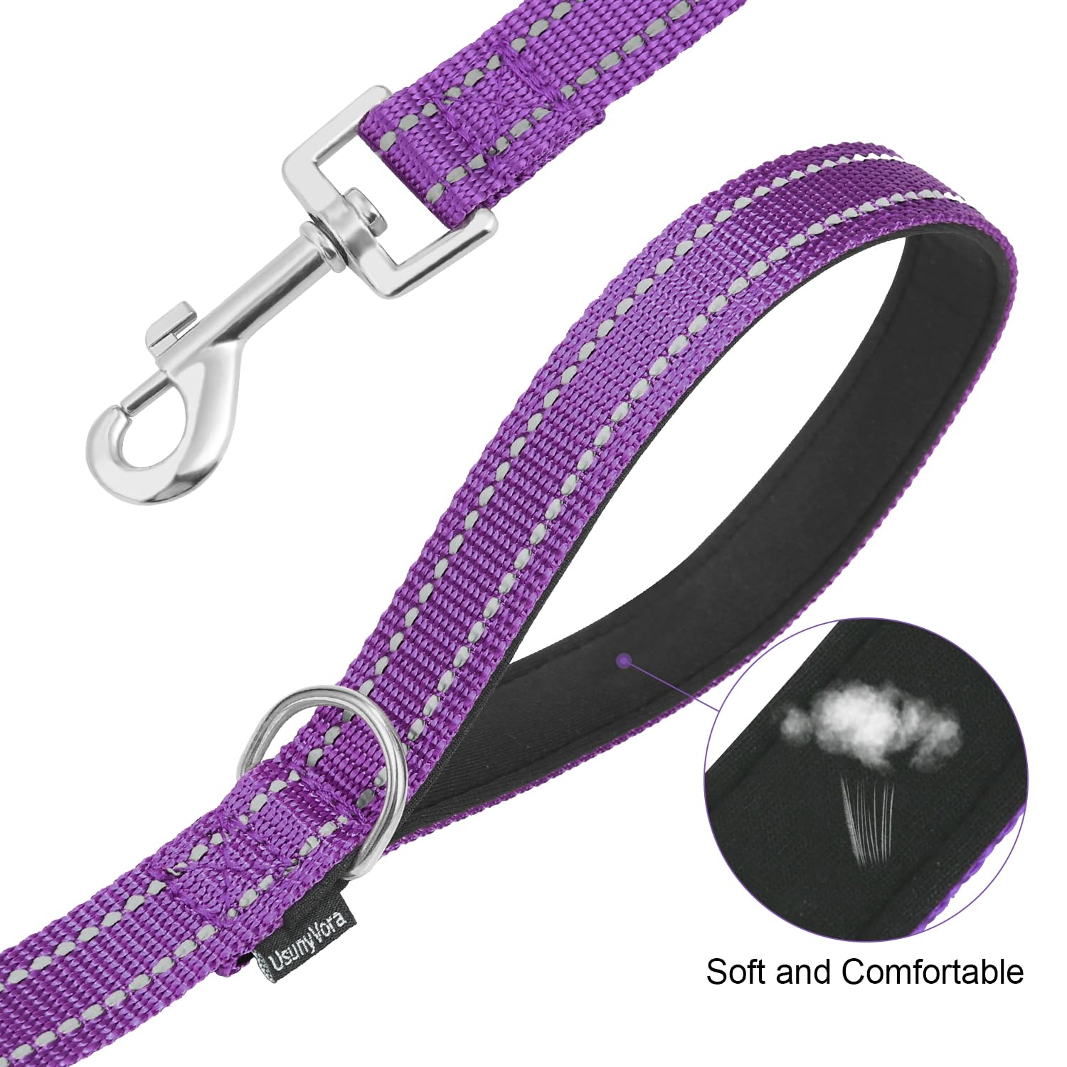 Usunyvora Reflective Nylon Dog Leash For Walking,Strong Dog Leash With Padded Handle For Small And Medium Dogs,4 Ft,Purple