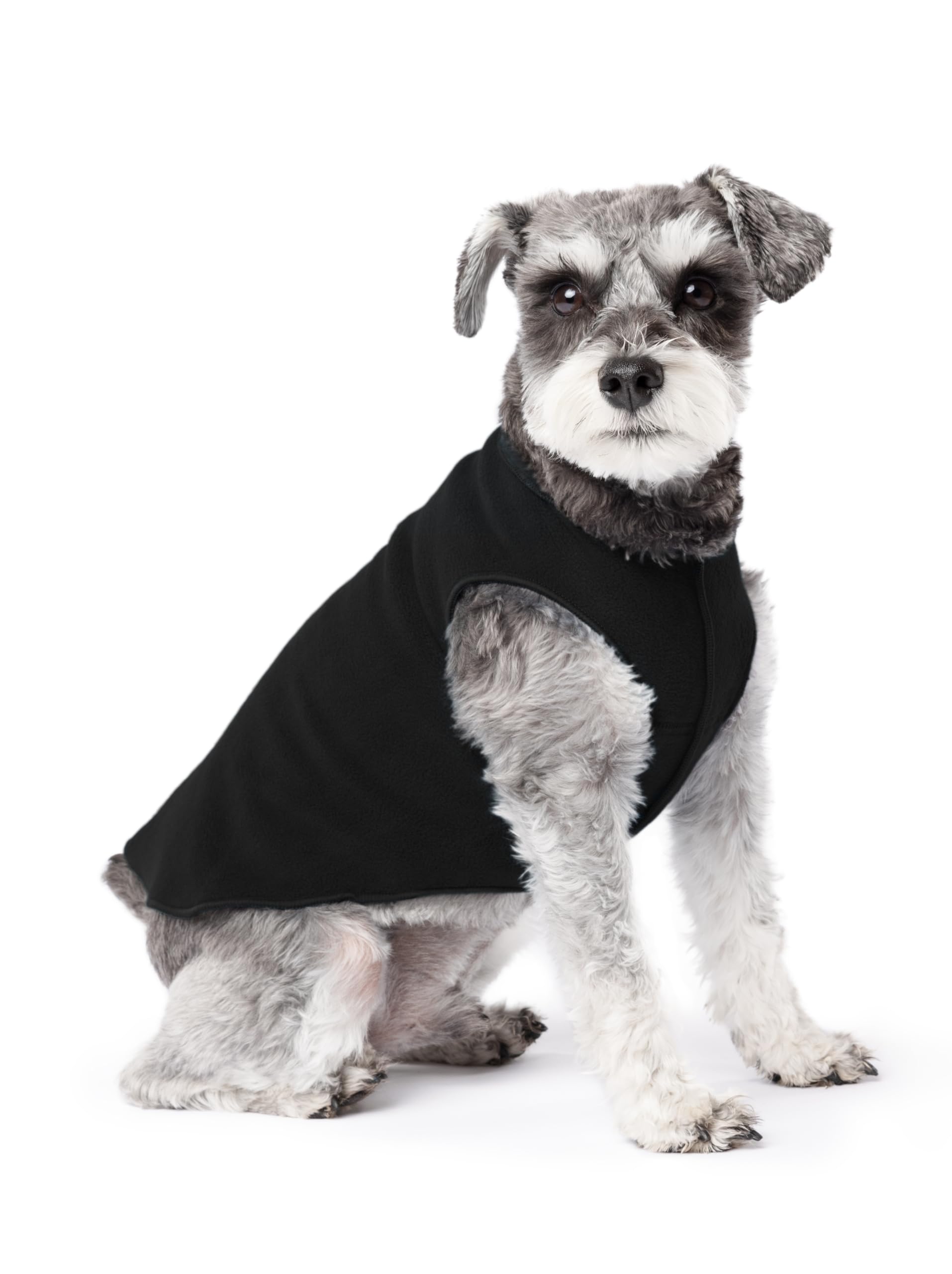 Gold Paw Stretch Fleece Dog Coat, Stretchy Pet Sweater, Machine Washable Pullover for Winter and Fall, Black, 10