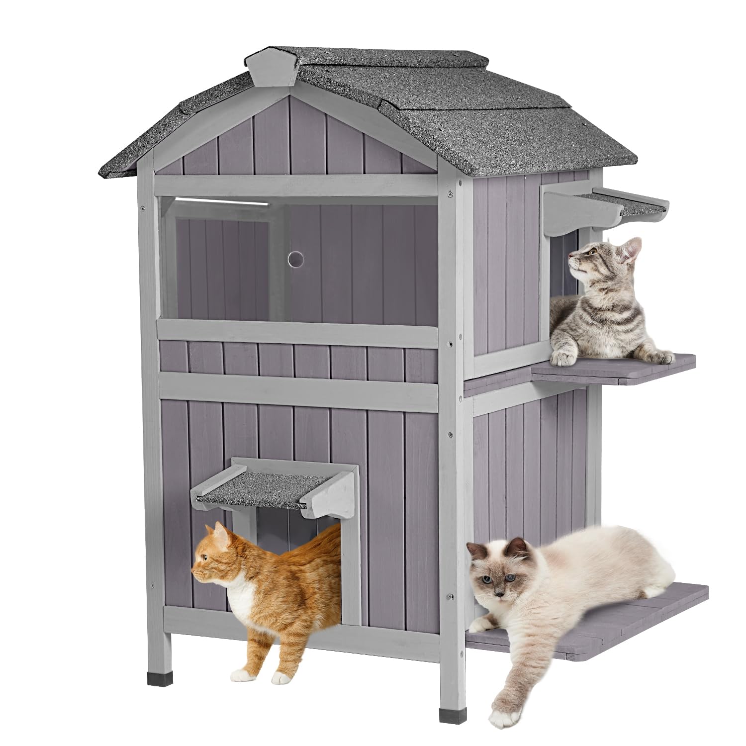 Gutinneen Outdoor Cat House Weatherproof Outside Feral Cat Shelter 2 Story