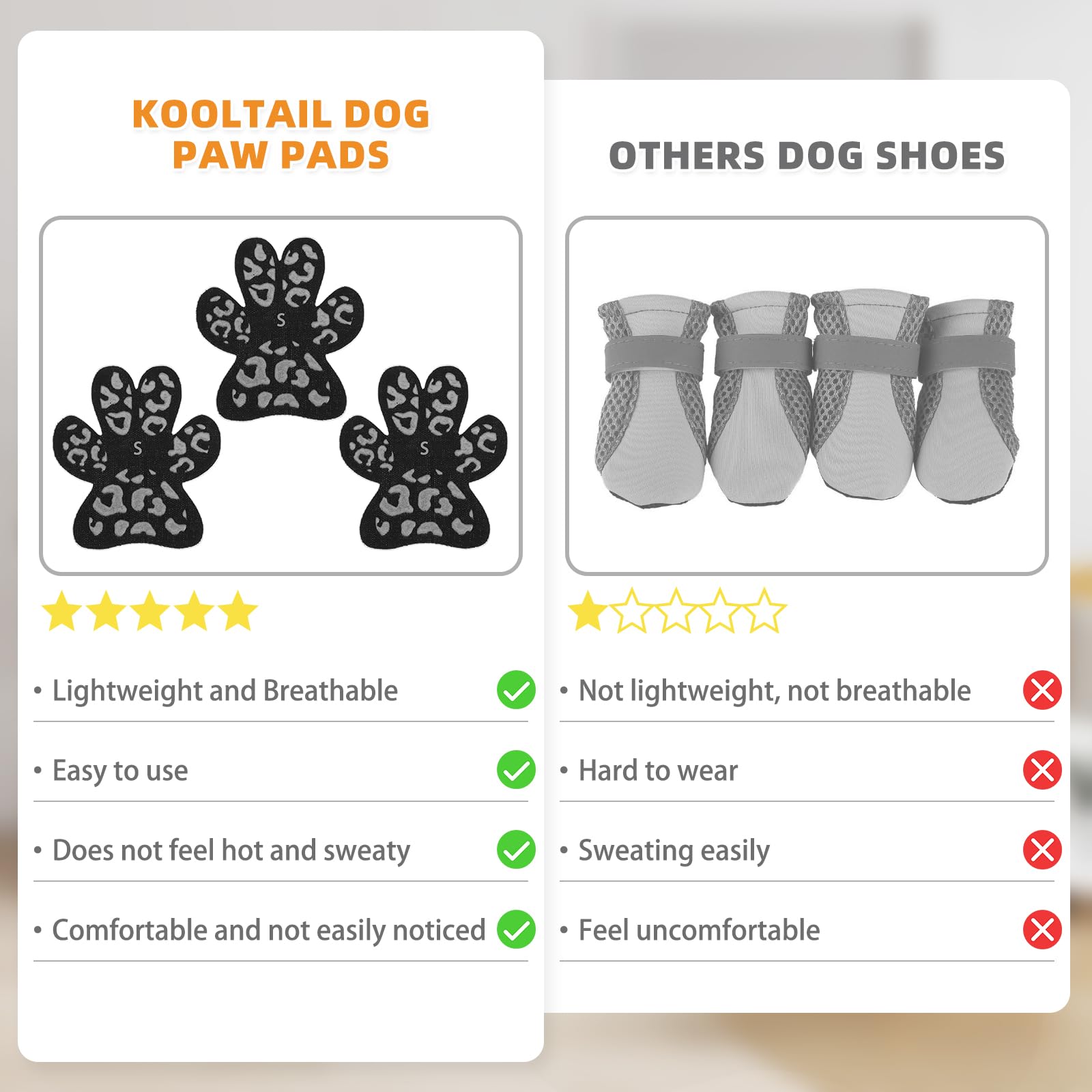Kooltail Anti-Slip Dog Paw Protector Gripper Traction Pads For Hot Pavement, Dog Feet Stickers With Stronger Adhesive On Hardwoo