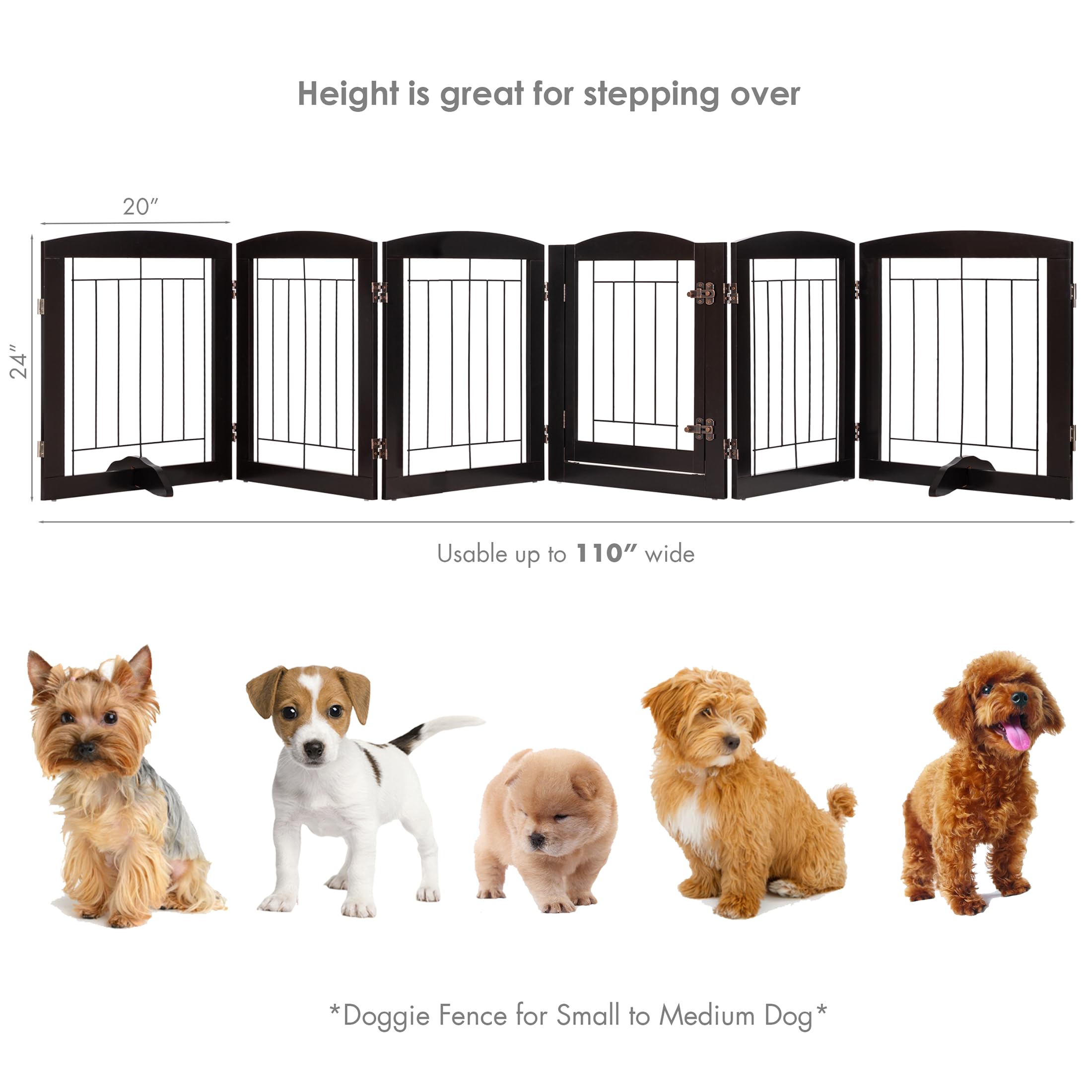 PAWLAND Dog Gate Indoor with Walk Through Door, Foldable Free Standing Pet Gate for Doorways, Stairs, The Houes, Pet Puppy Safet