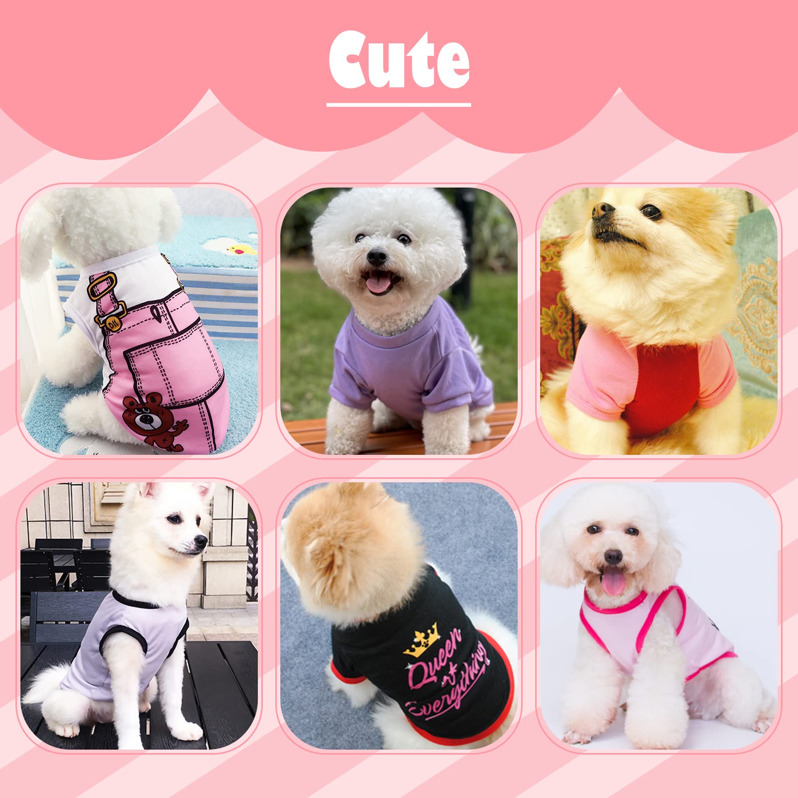 Katolk 6 Pack Dog Clothes For Small Dogs Boy And Girl, Soft And Breathable Puppy Kitten Dog Shirts With Letters For Pet Dogs Cats, Summer Dog T-Shirts Apparel Sleeveless Vests For Chihuahua Yorkies