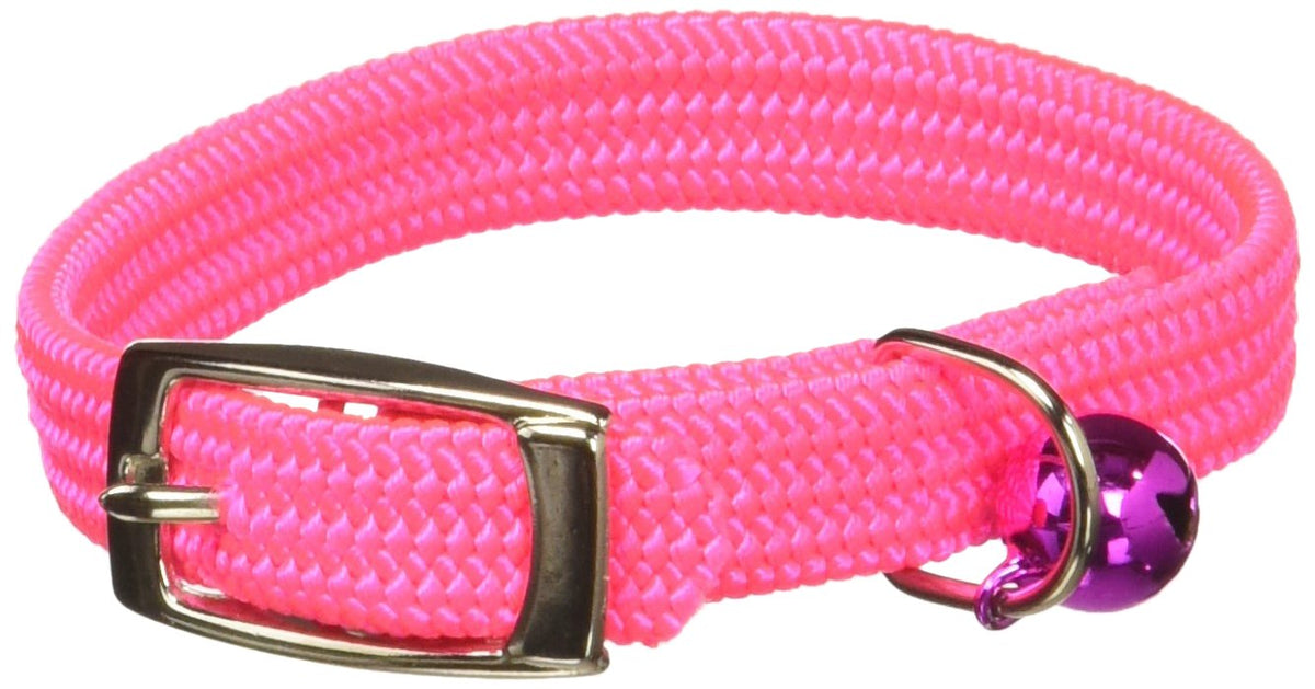 Omnipet Kool Kat Elastic Cat Safety Collar With Bell, Neon Pink, 8''