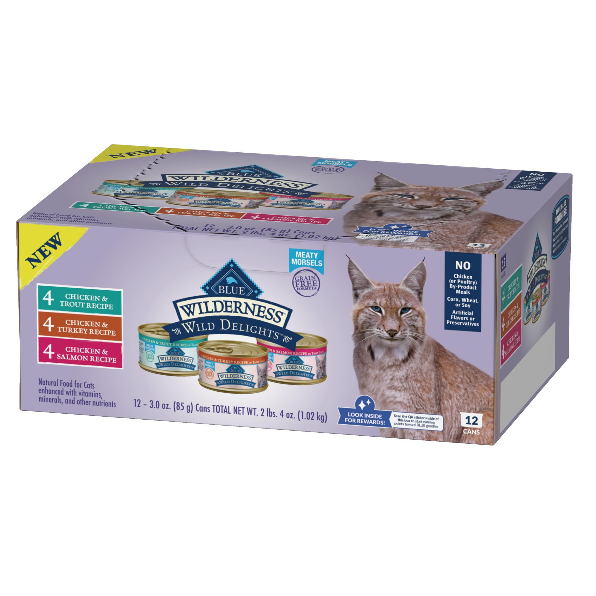 Blue Buffalo Wilderness Wild Delights High Protein Grain Free, Natural Adult Meaty Morsels Wet Cat Food, Chicken & Turkey, Trout