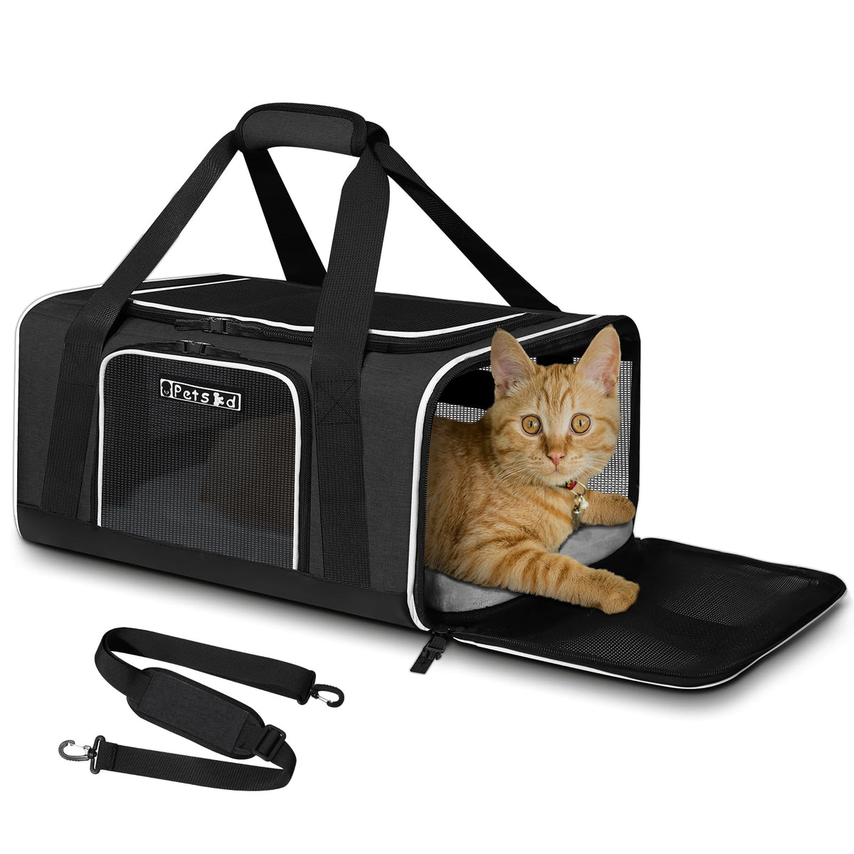 Petskd Pet Carrier 17X12X8.5 Jetblue Allegiant Airline Approved,Pet Travel Carrier Bag For Small Cats And Dogs, Soft Dog Carrier For 1-13 Lbs Pets,Dog Cat Carrier With Safety Lock Zipper(Black)