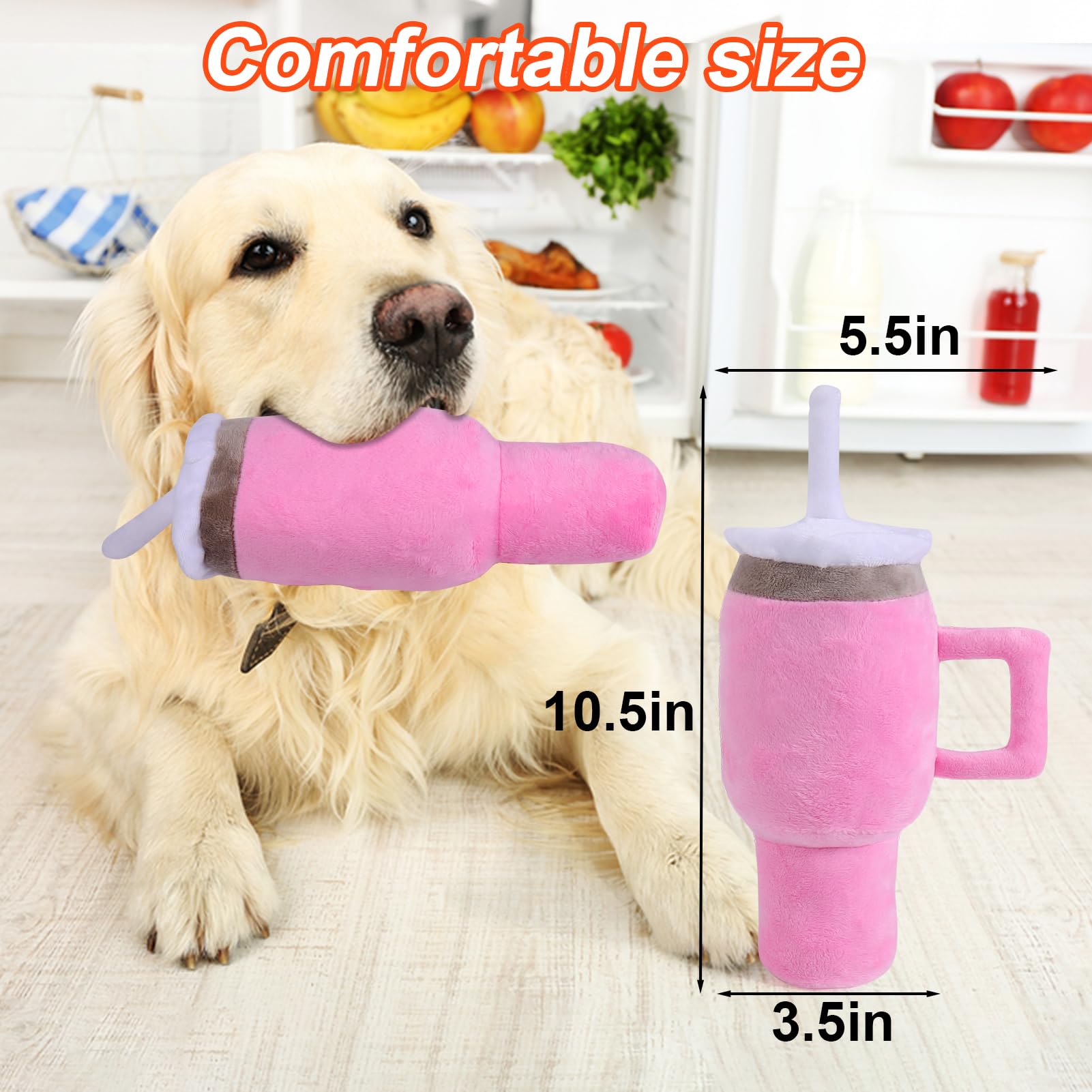 BABORUI Cute Squeaky Dog Toys Cup, Dog Birthday Toy for Aggressive Chewers, Safety Design Dog Toys for Small/Medium/Large Dog Ex
