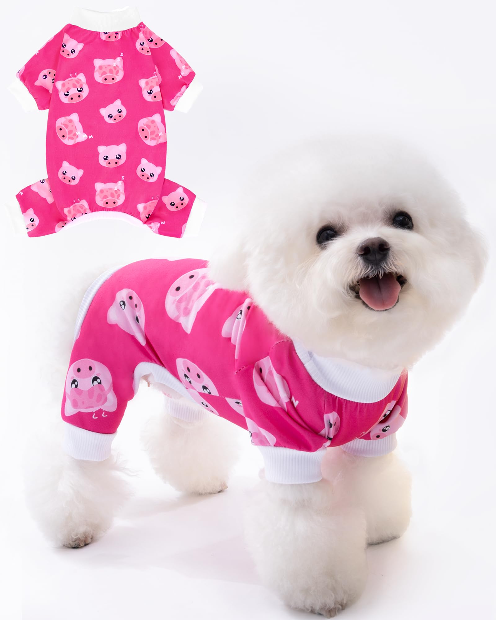 Xpudac Dog Pajamas Soft Stretchy Pig Dog Clothes For Small Medium Dogs Pet Jumpsuit Cat Apparel-Xl