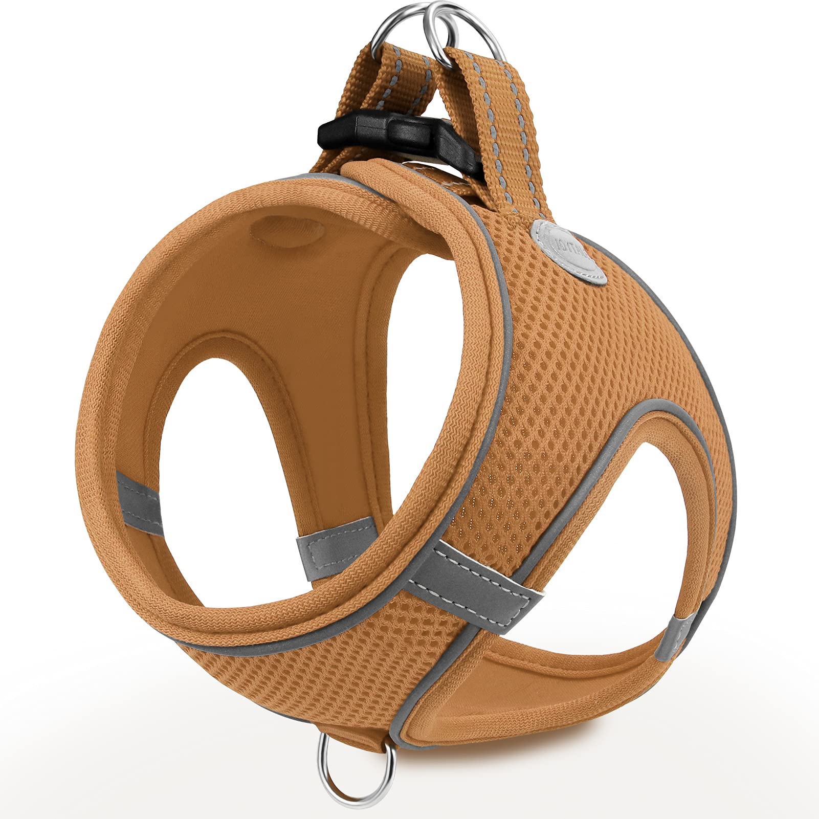 Joytale Small Dog Harness, Breathable Mesh Step-In Vest, Reflective Soft Padded Harnesses Small Sized Dog For Walking, Brown, S