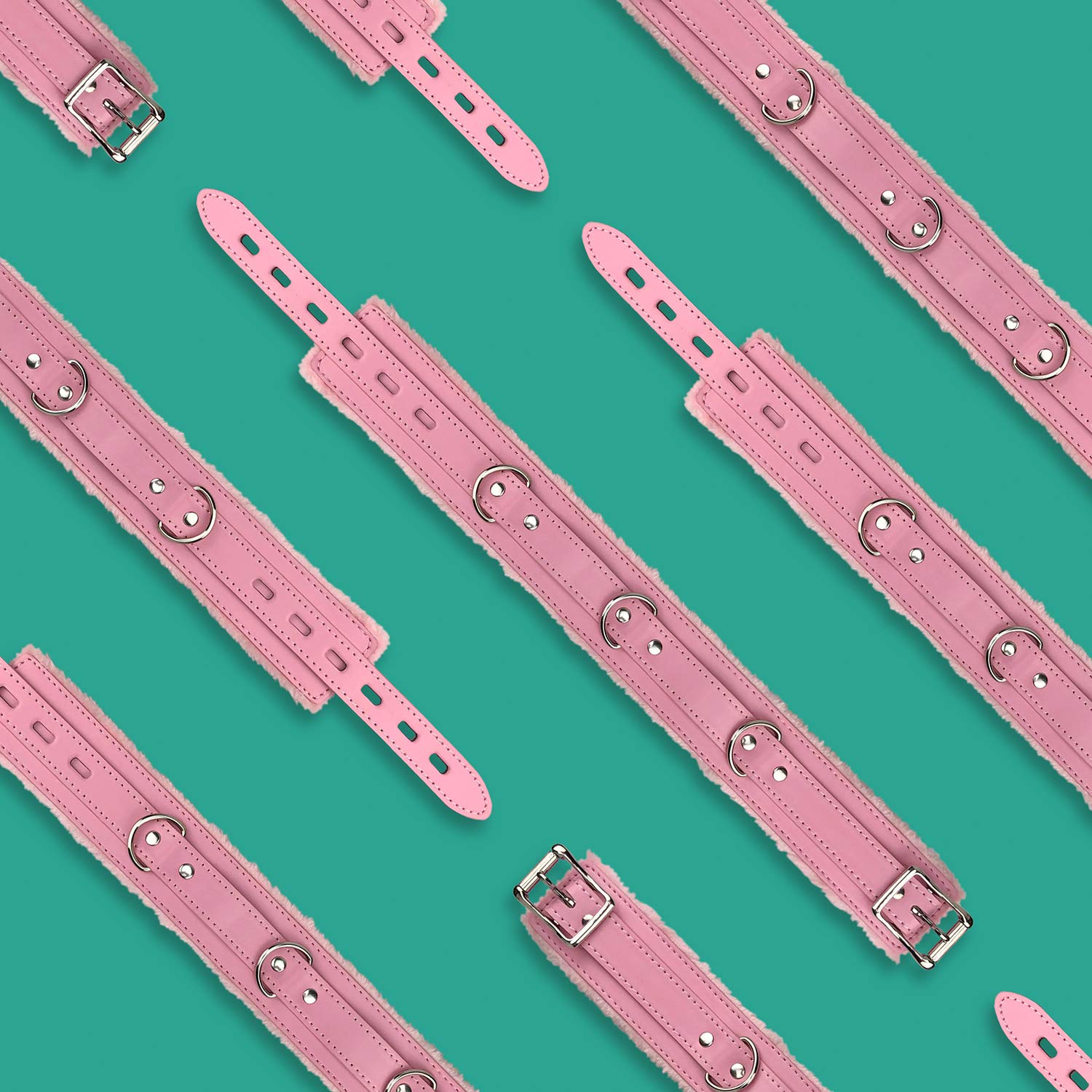 Pink Leather Choker Collars Soft Inner Fur For Comfort Detachable Leash Chain Durable Leather Collar With Alloy Buckle