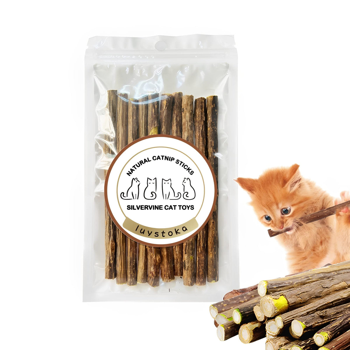 Luystoka Cat Toys - Silvervine & Matatabi Catnip Toys, 10Pcs Indoor Kitty Chew Sticks & Wand Toys For Bored Cats