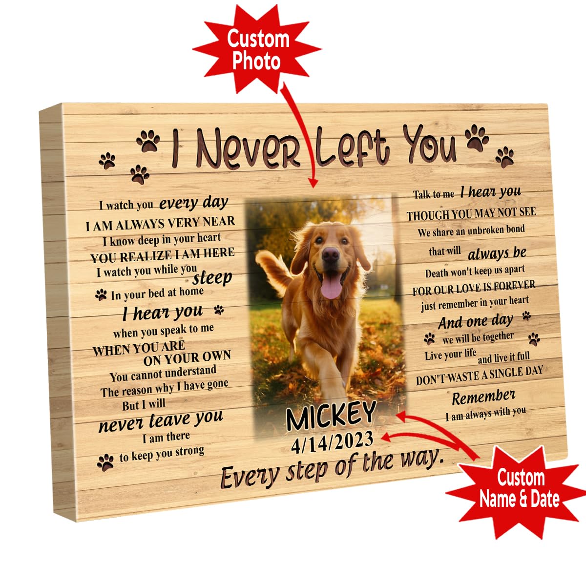 C72613 I Never Left You Canvas, Dog Memorial Canvas Gifts Custom Photo, Personalized Memorial Loss Of Loved One, Sympathy For Do