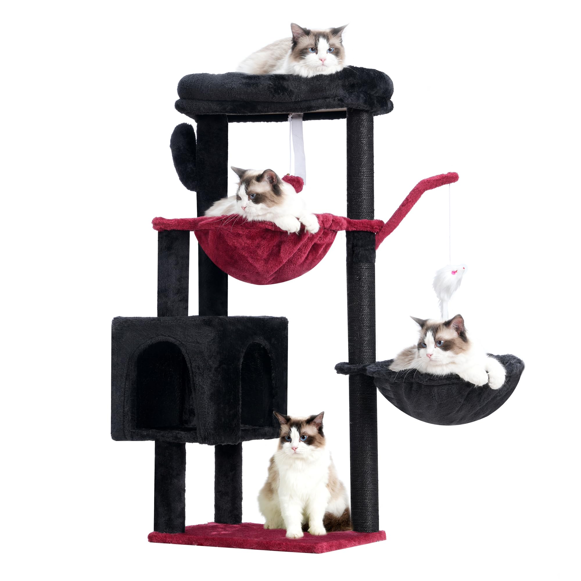 Heybly Cat Tree, 39.4 Inches Gothic Tower Condo With Scratching Post, Cat Tower For Indoor Cats, Fully Wrapped Sisal Pole, Soft 